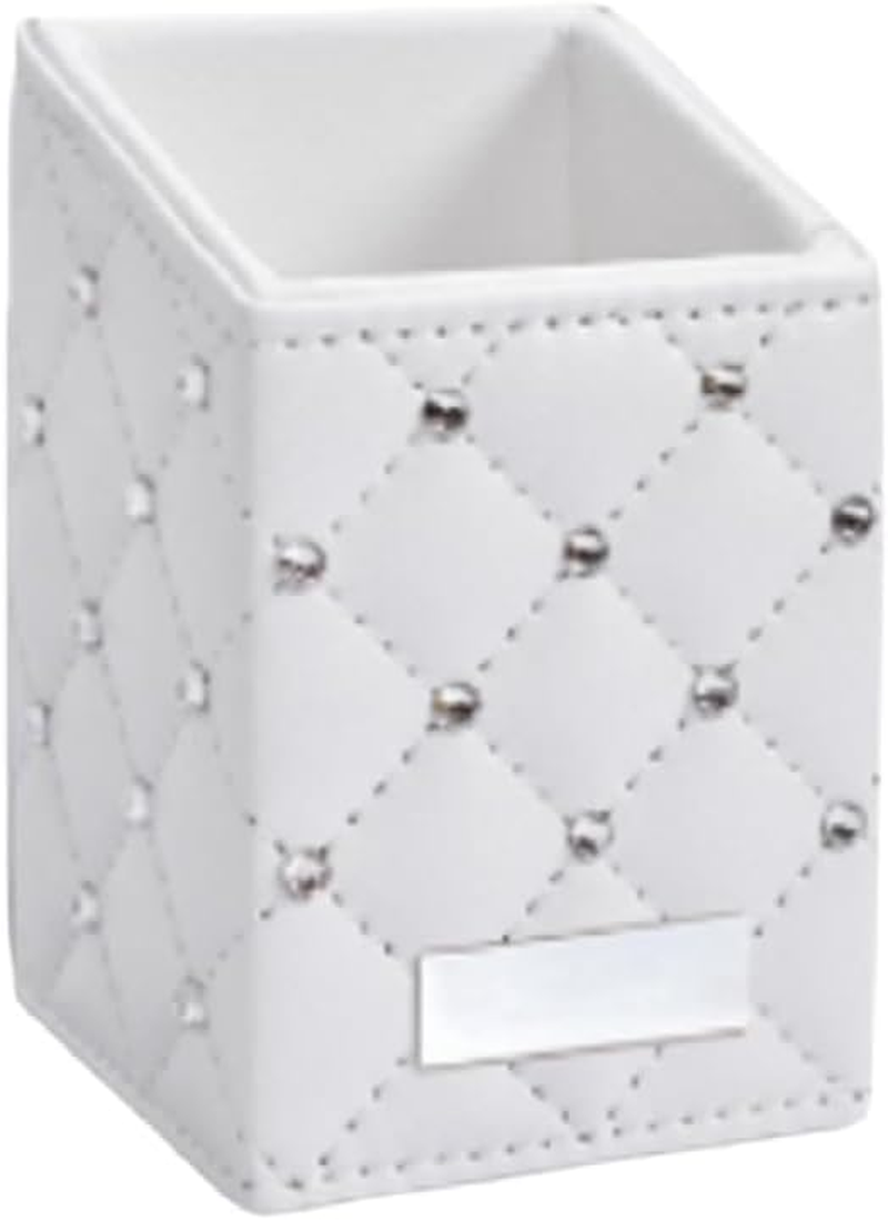 Makeup Brush Holder Brushes Cup PU Make up Brush Case Bag Storage for Women (White, 10.5 * 7 * 7CM) image number 3