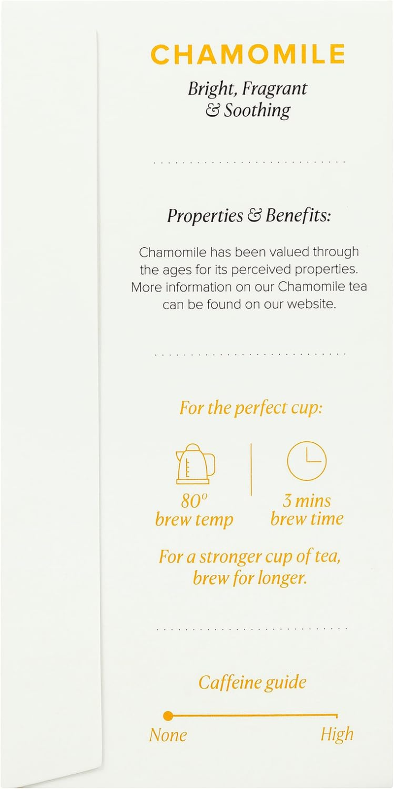 96&deg; Chamomile Tea - 20 Pyramid Tea Bags, Individually Wrapped, Floral, Sweet and Relaxing, Biodegradable Plant-Based Bags image number 6