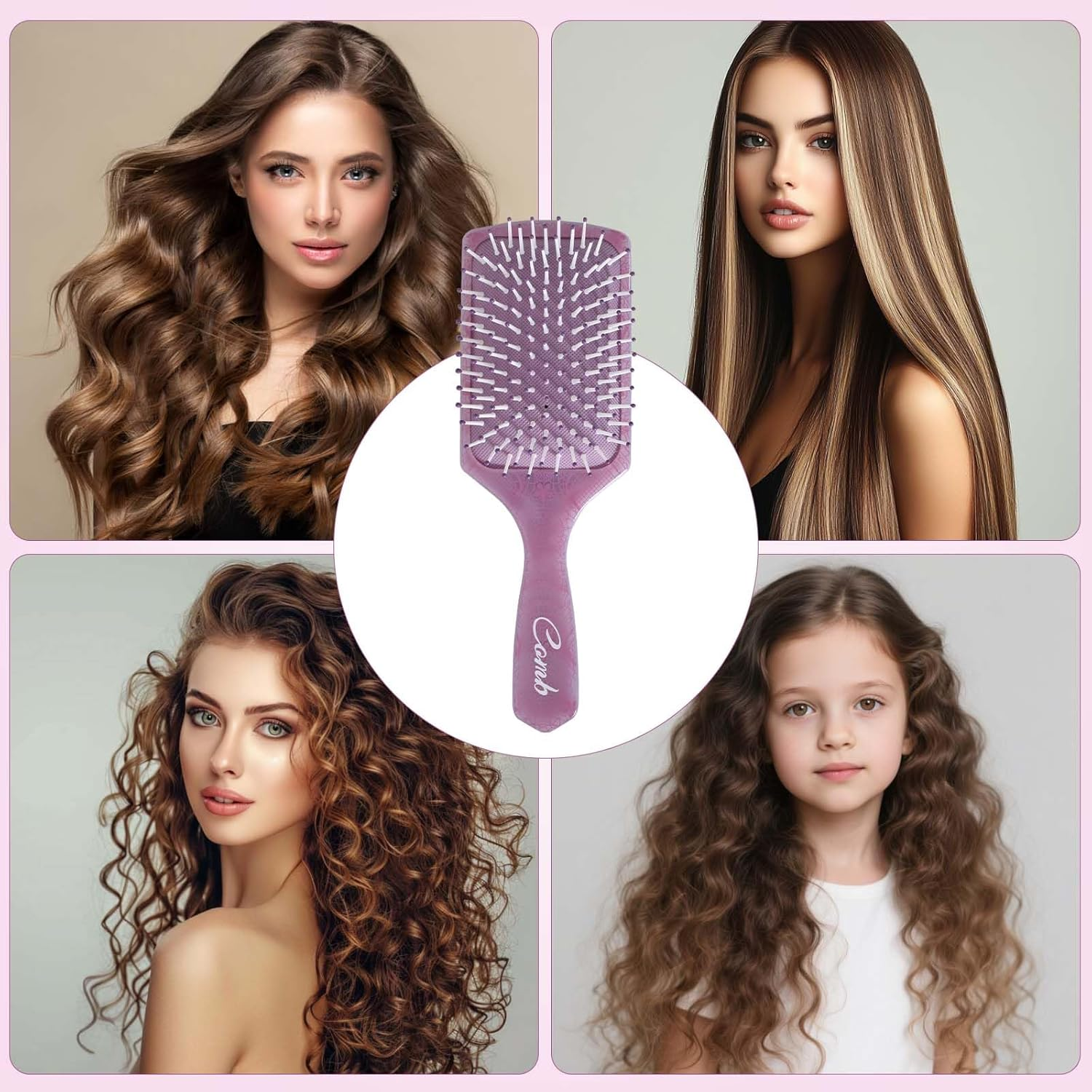 Rylae Air Cushion Comb, Massage Brush for the Scalp, a Brush for Dry and Wet Hair, Curling Brush, Suitable for Curly, Straight, Thick, Thin, Damaged Hair (Purple) image number 1