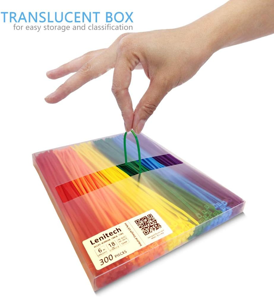 Lenitech Cable Ties 8" 6 Colors 300 Pack image number 6