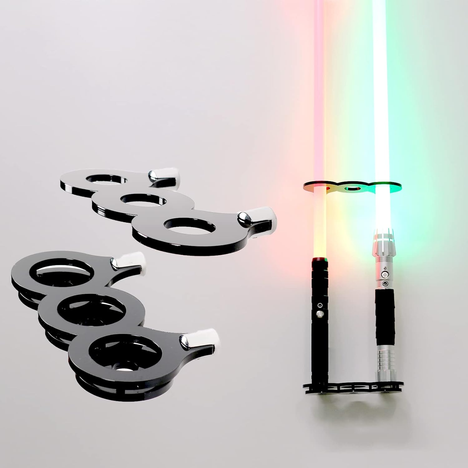 Lightsaber Rack Sword Hook Wall Mounted Vertical Display Rack Lightsaber Display Rack Sword Rack Suitable for All Lightsabers (Black 3 Hole) image number 4