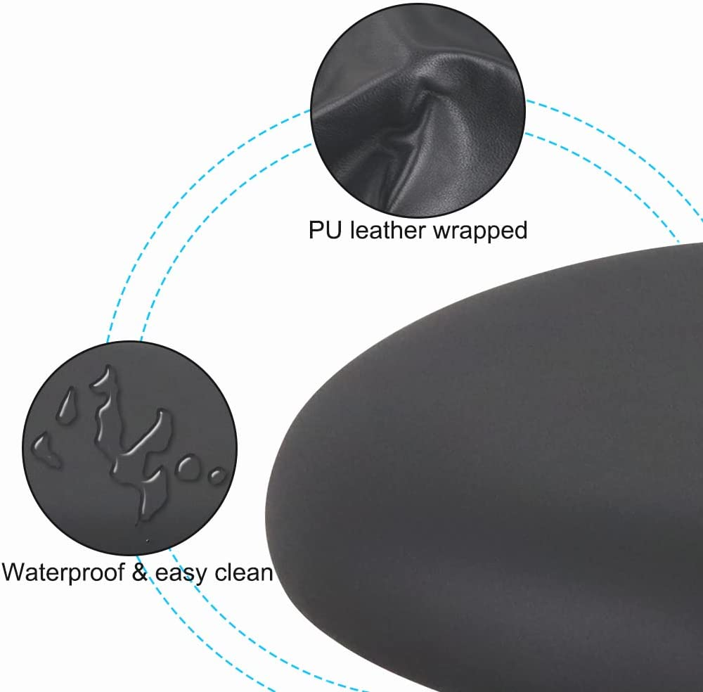 WKWKER Ergonomic Rolling Stool PU Leather Stool on Wheels Swivel Height Adjustable Seat Stool Chair for Kitchen Drafting Salon Lab Office Massage Stool (Gray) image number 4