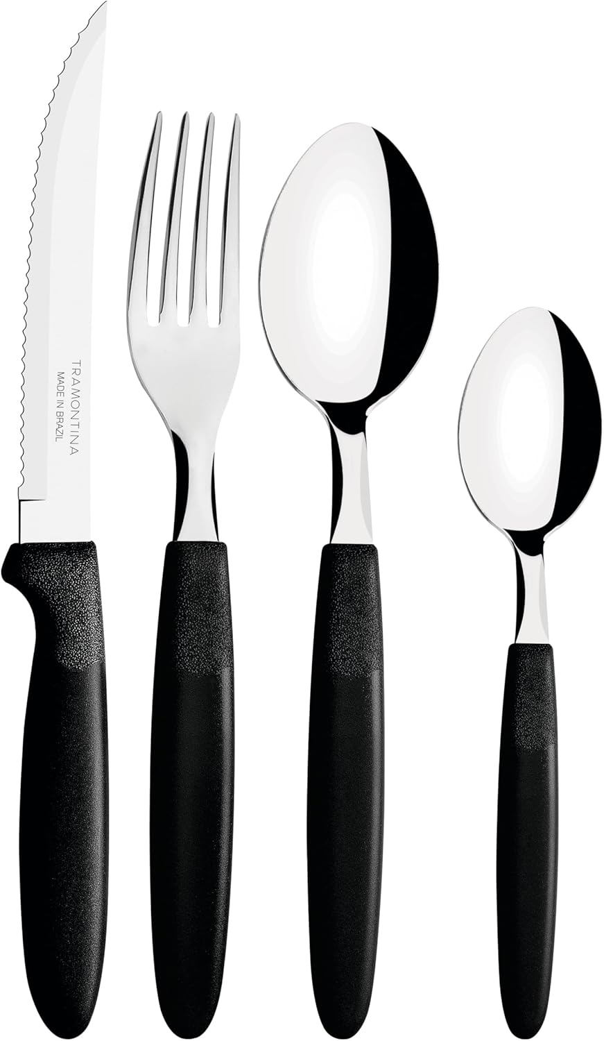 Tramontina Ipanema Stainless Steel Tableware 24-Pieces Set with Polypropylene Handles and Plastic Container, Black - Blue image number 2