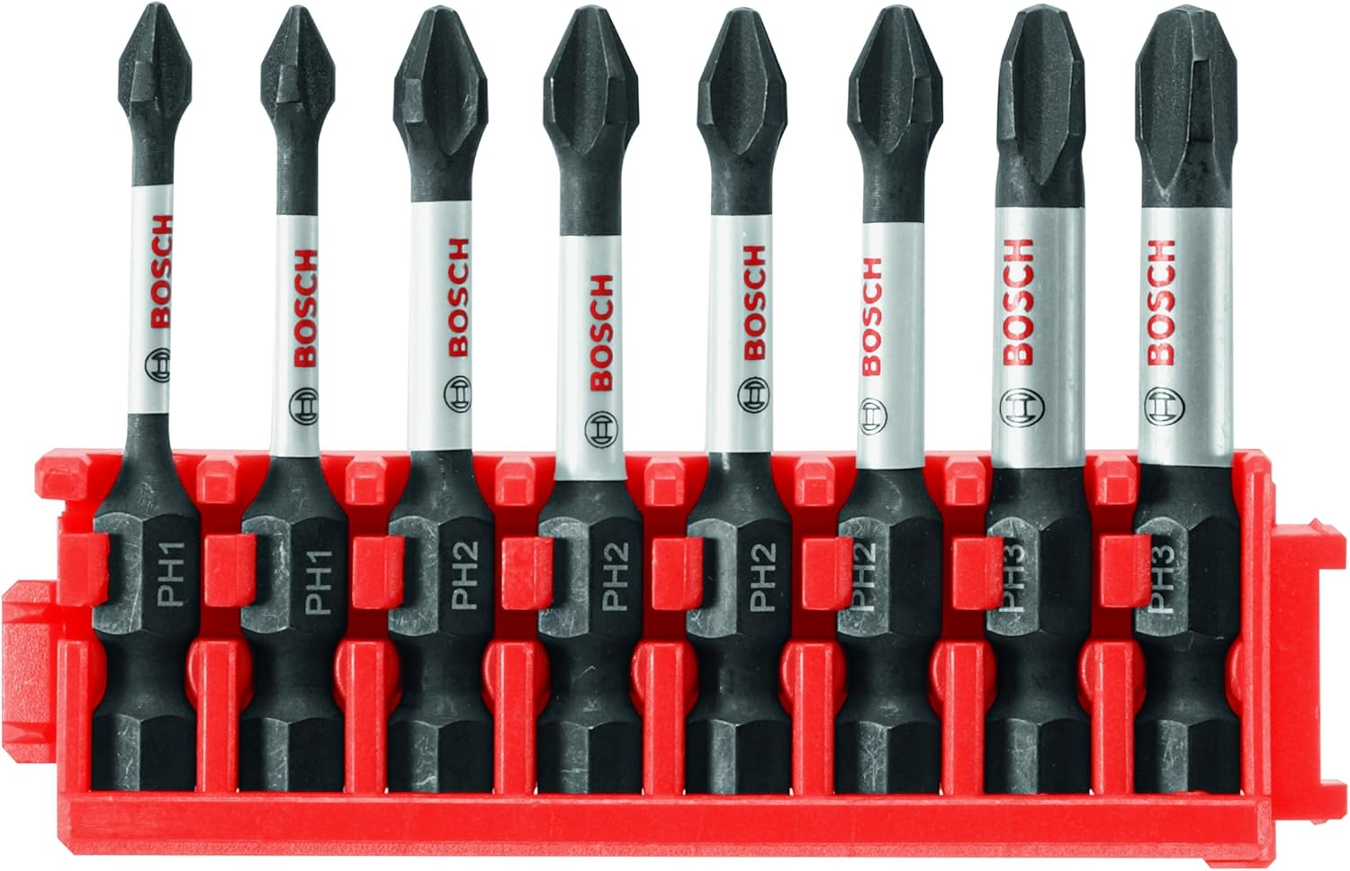 BOSCH CCSPHV208 8-Piece Assorted Set 2 In. Impact Tough Phillips Power Bits with Clip for Custom Case System image number 3
