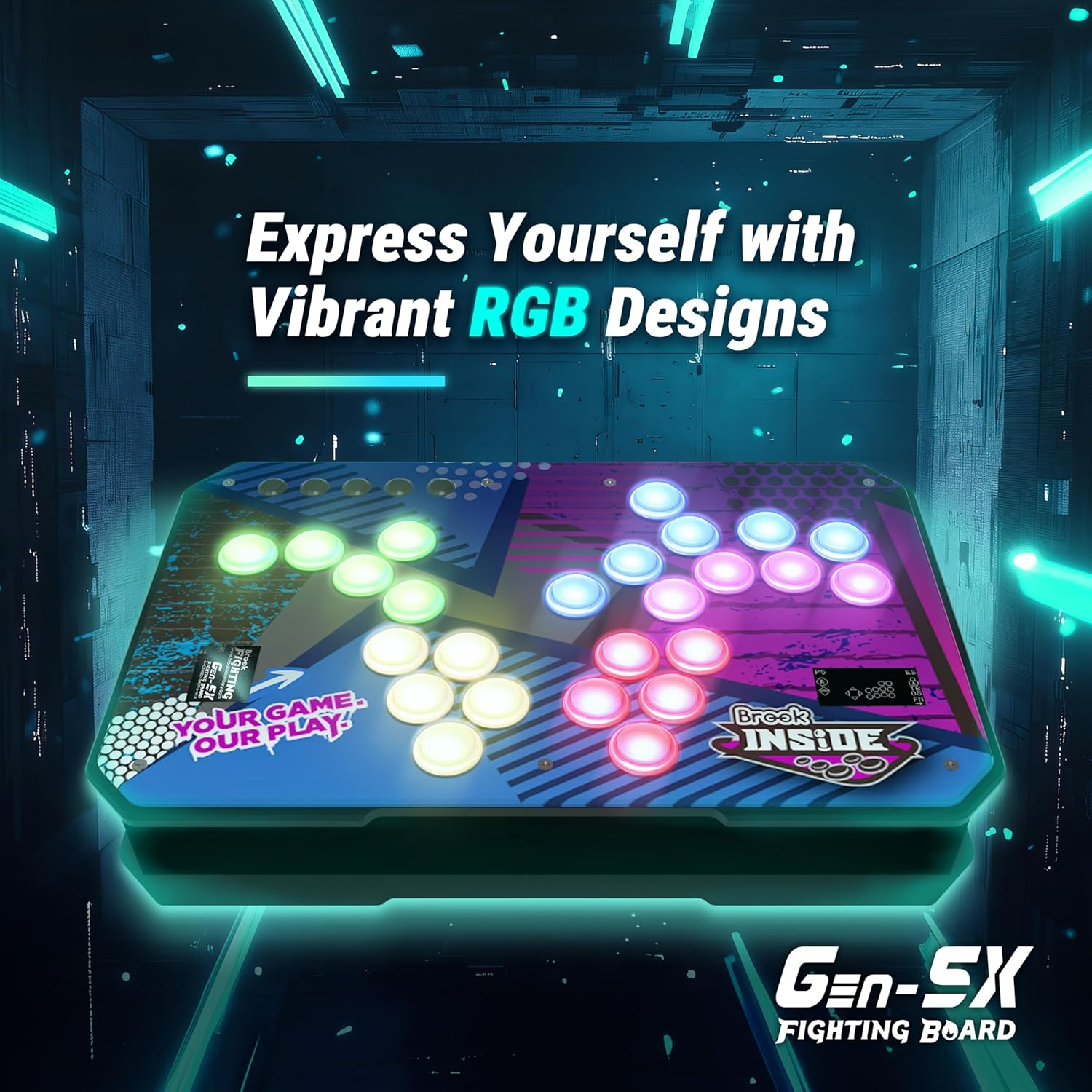 Brook Gaming Gen5X Fighting Board with Sticker- Ultimate Multi-Platform Supports PS5, XB Series, XS, Switch and PC - Lightning-Fast Response Times for Fighting Gaming