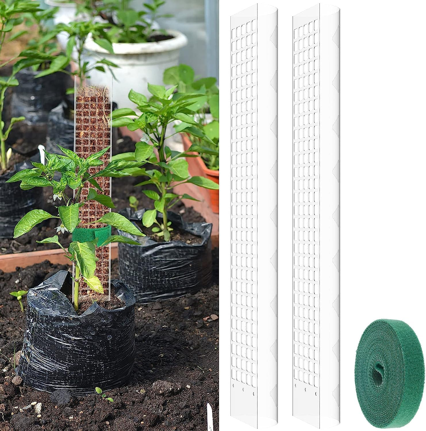 Transparent Plastic Moss Pole,Plastic Moss Poles for Plants, 2Pcs Plastic Plant Pole Stick Transparent Plant Support,Moss Pole Plant Stakes Plant Supports for Plants,Plant Support Stick Plant Poles