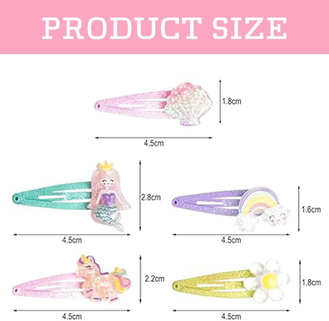 MEXRUMI Pack of 12 Mermaid Rainbow Flowers Hair Accessories, Children'S Multicoloured Hair Clips Girls Glitter, Cute Hair Clip Small for Birthday Party Gift image number 2