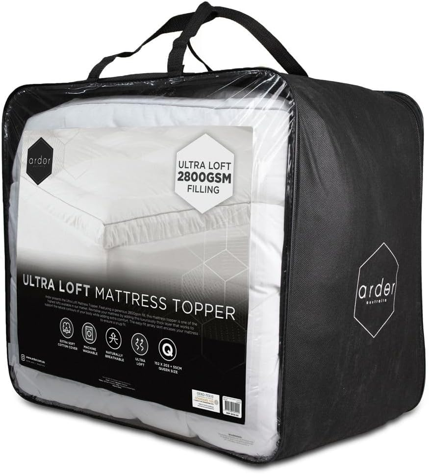 Ardor 2800GSM Standard Microfibre Mattress Topper Vaccum Packed, White, Double