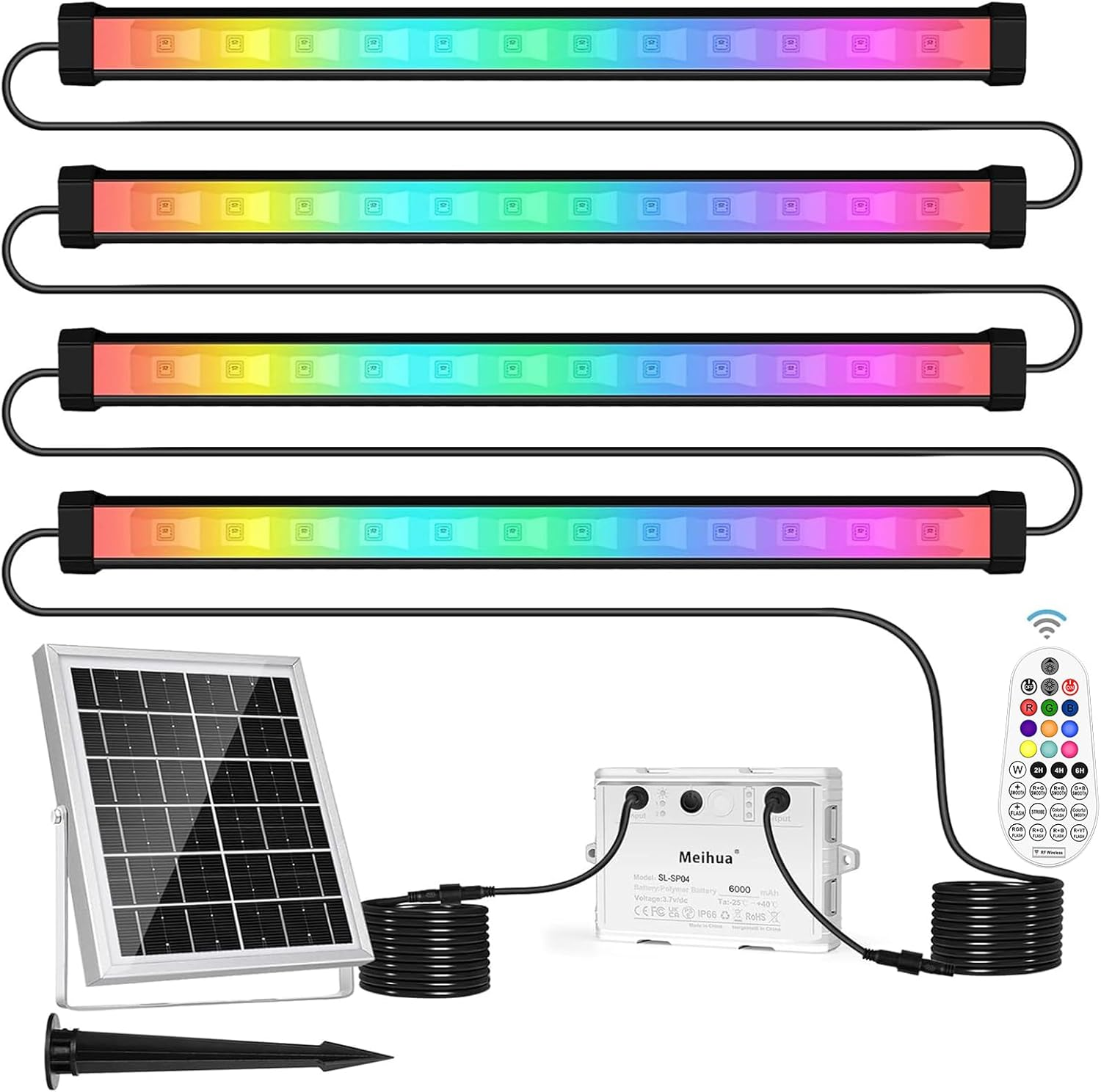 MEIHUA LED Outdoor Spotlight Solar RGB Wallwasher Light Dimmable LED Party Lights Timer RGB LED Party Light IP66 Disco Light Party Lighting for Outdoor DJ Disco Party Garden Carnival 4 in 1, SL-SP04 image number 4