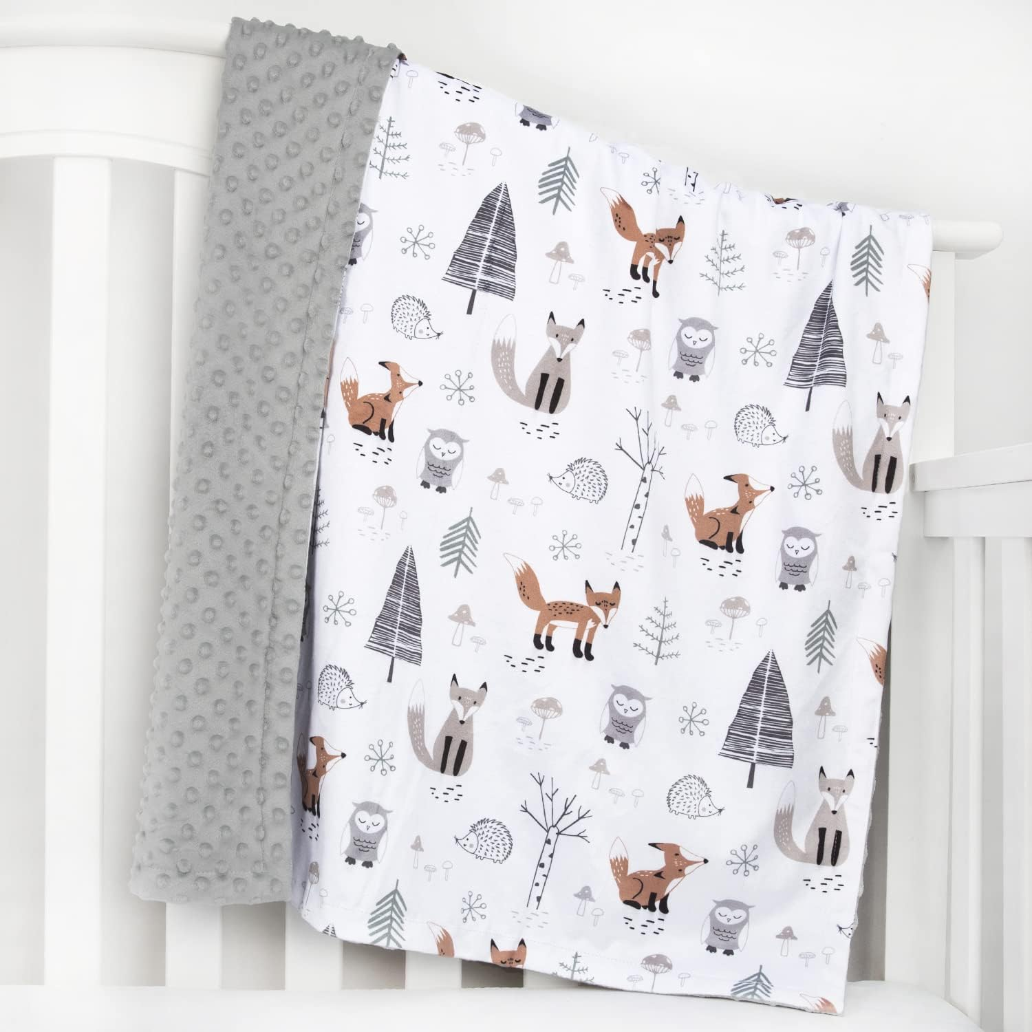 HOMRITAR Baby Blanket for Boys Girls Soft Plush Minky Blanket with Double Layer Dotted Backing for Toddler with Forest Foxes Multicolor Printed 30 X 40 Inch(75X100Cm) image number 5