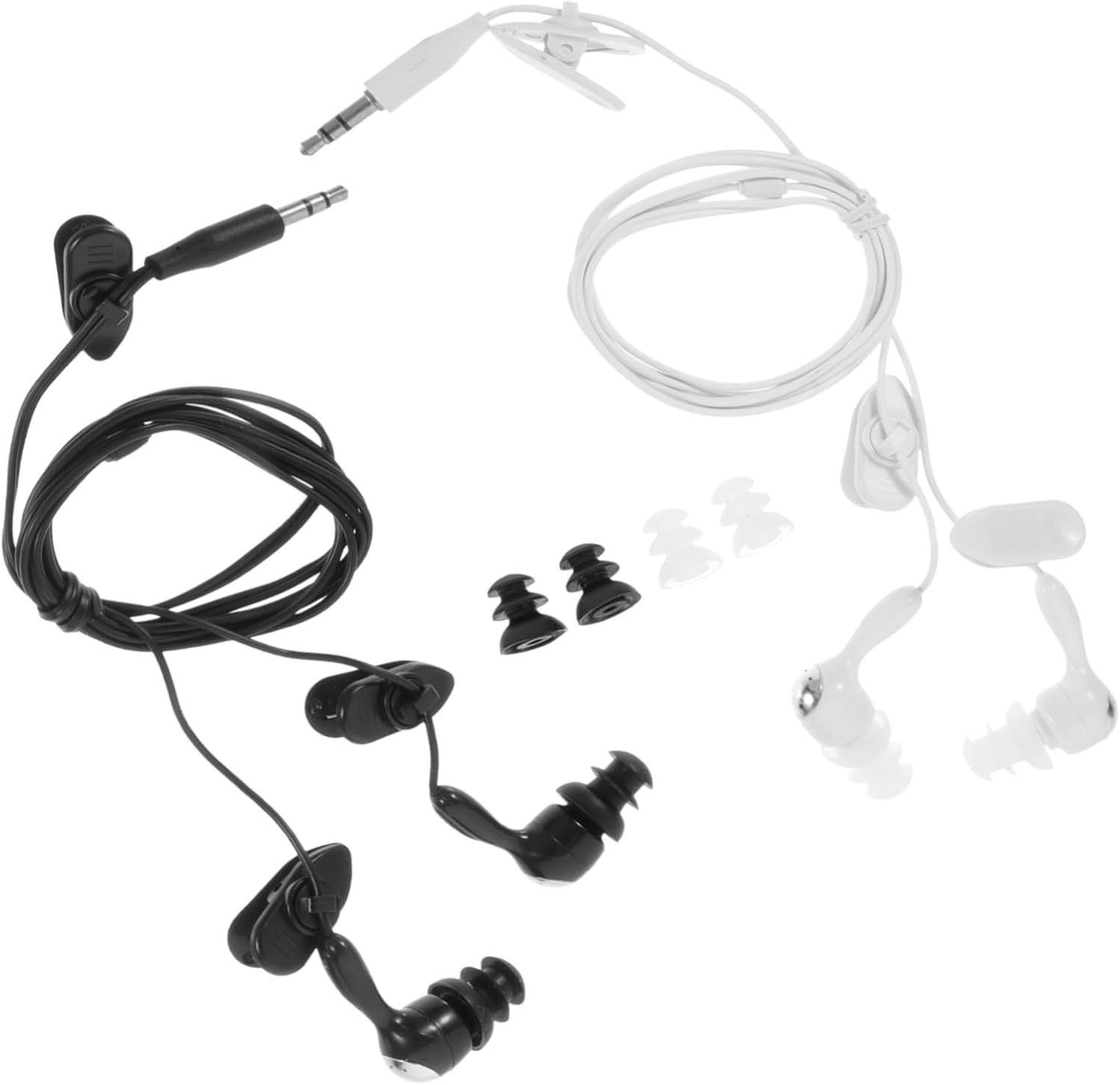 Waterproof Mp3 Earphones 2Pcs In-Ear 3.5Mm Ear Hook Swimming Earbuds Adult Underwater Ear Protector for Bathing and Diving, White and Black image number 5