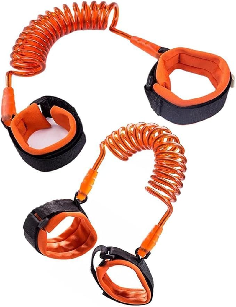 Fabselection 2 Pcs Anti-Loss Wrist Belt, 1.5 M Safety Anti-Lost Walking Hand Strap, 360&deg; Rotating Elastic Safety Wire Rope, Removable Bracelet with Safety Lock (Orange) image number 2
