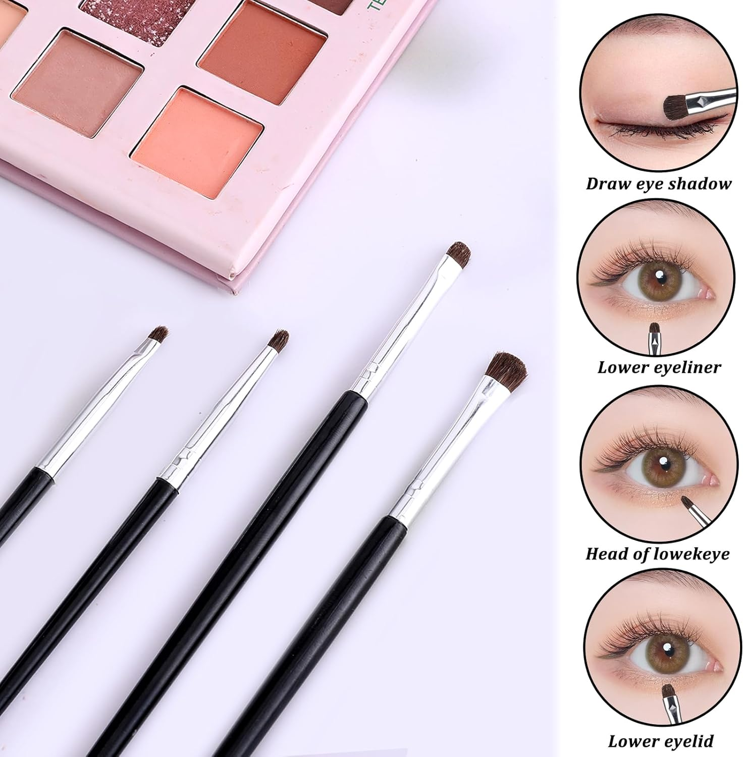 Mini Smudge Brush for Eyeliner Eyeshadow Brushes Eyeliner Brushes for Powder Gel Cream Liquid Concealer Eyeliner Blending Highlighting Brush Concealer Brush Soft Natural Pony Hairbrush Eye Makeup image number 2