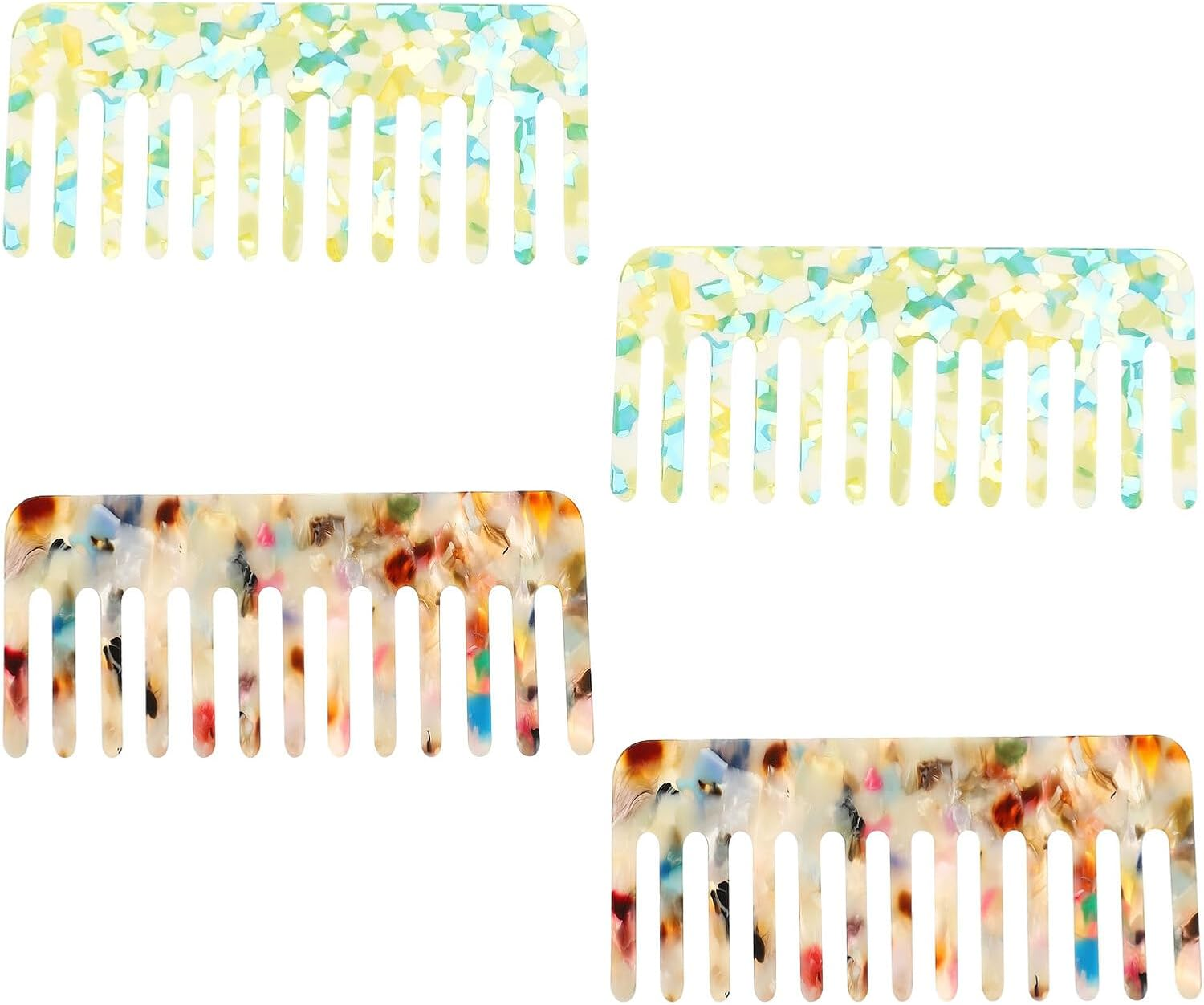 MALUGOGO 4Pcs Anti-Static Acetate Wide Tooth Comb Set Thick Tooth Detangler Combs for Women French Style Salon Hair for Styling and Massage image number 4