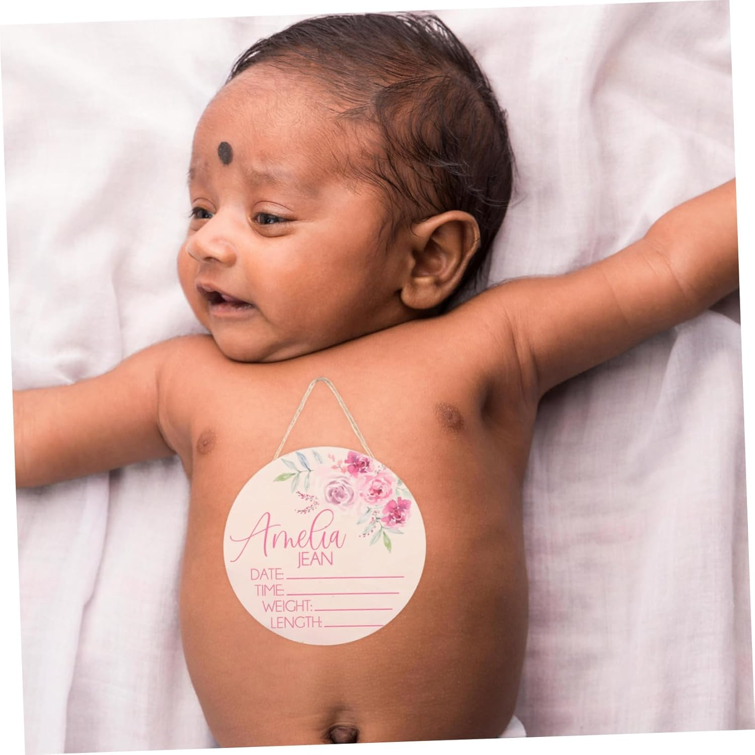 2Pcs Newborn Name Announcement Sign Wooden Birth Announcement Plaque for Nursery Decor Baby Name Sign Welcome Baby image number 5