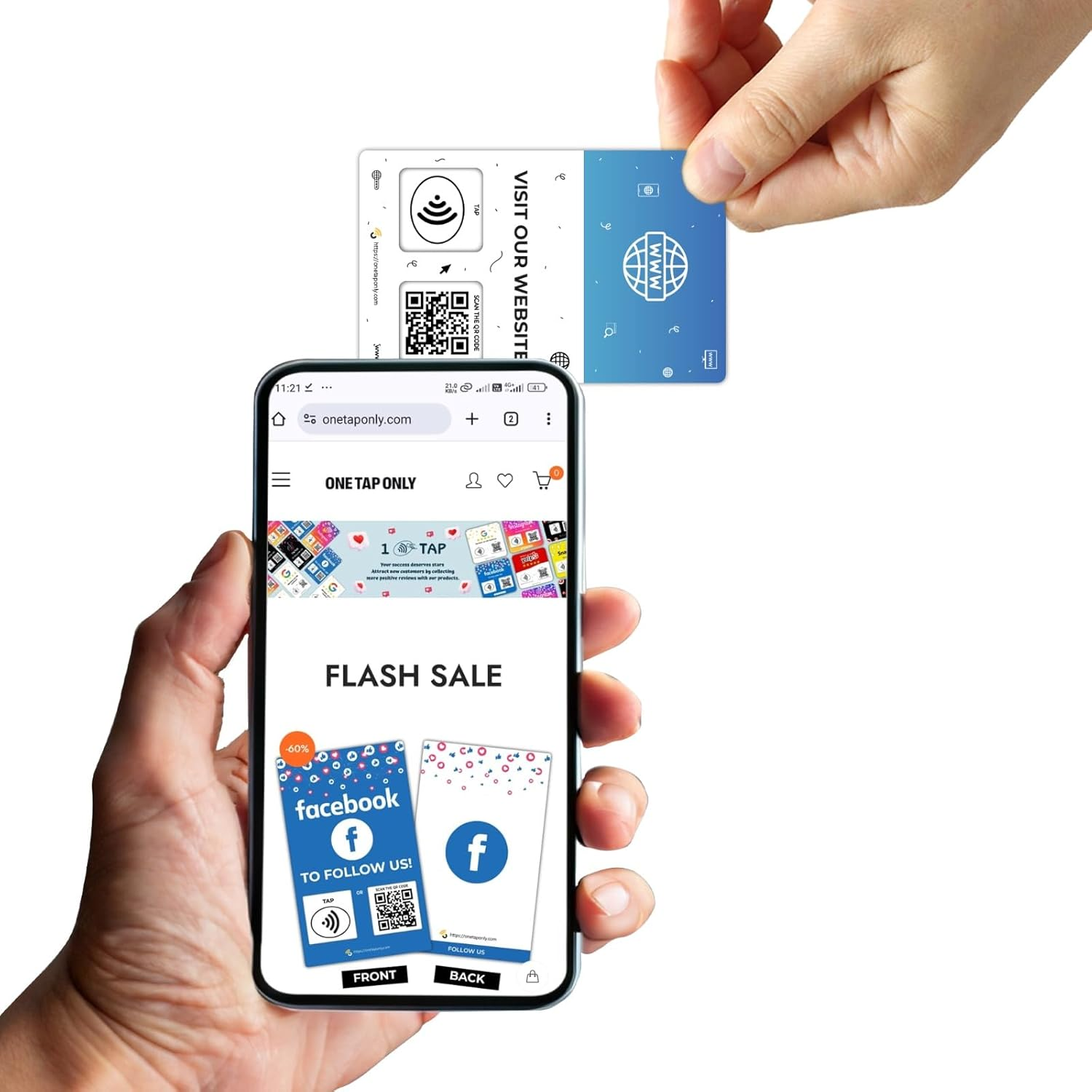 1 Website Tap Card | Website QR Code | Contactless Review Card | NFC Tap Card | Unlimited Use NFC Cards image number 1