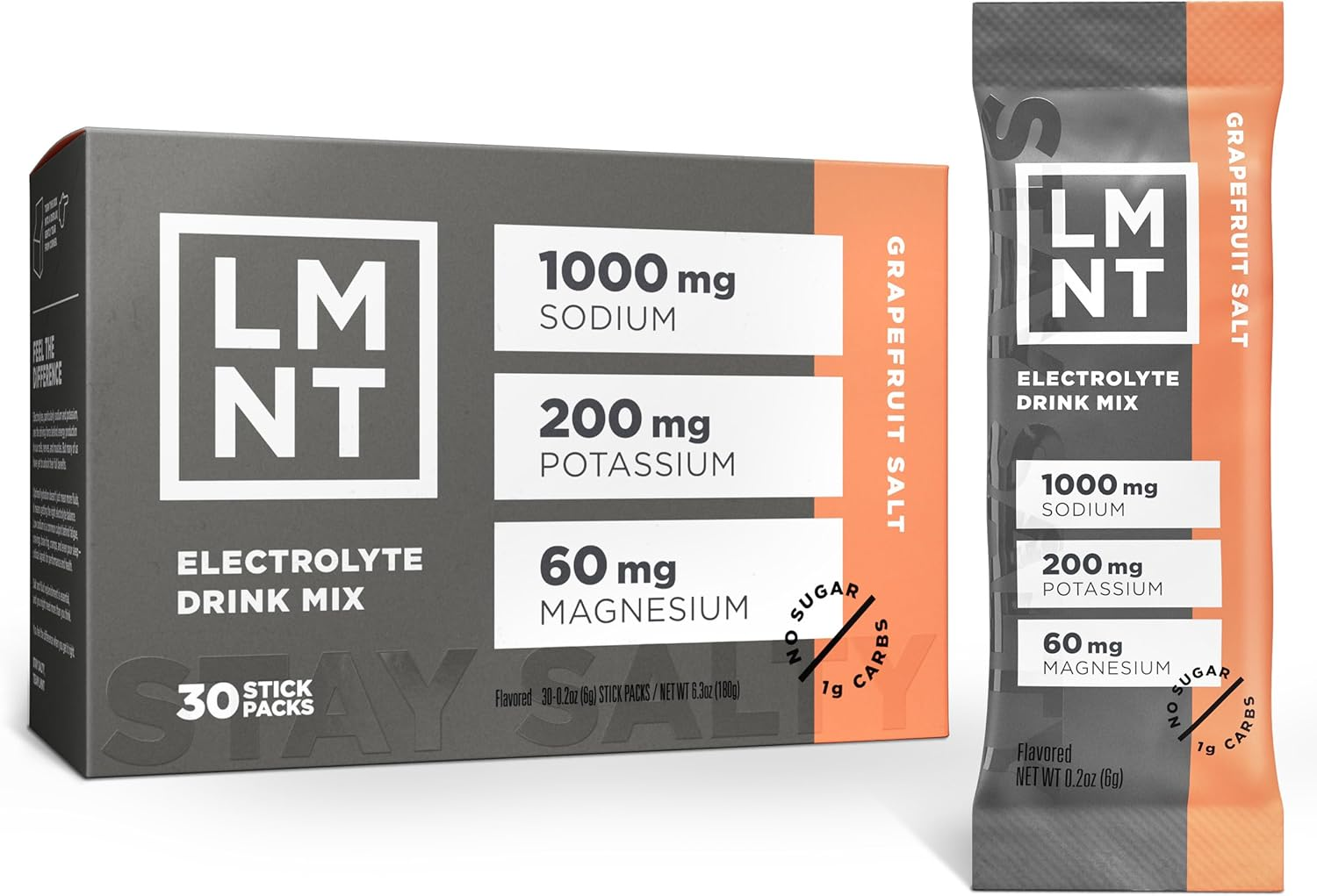 LMNT Zero Sugar Electrolytes - Grapefruit Salt | Drink Mix | 30-Count