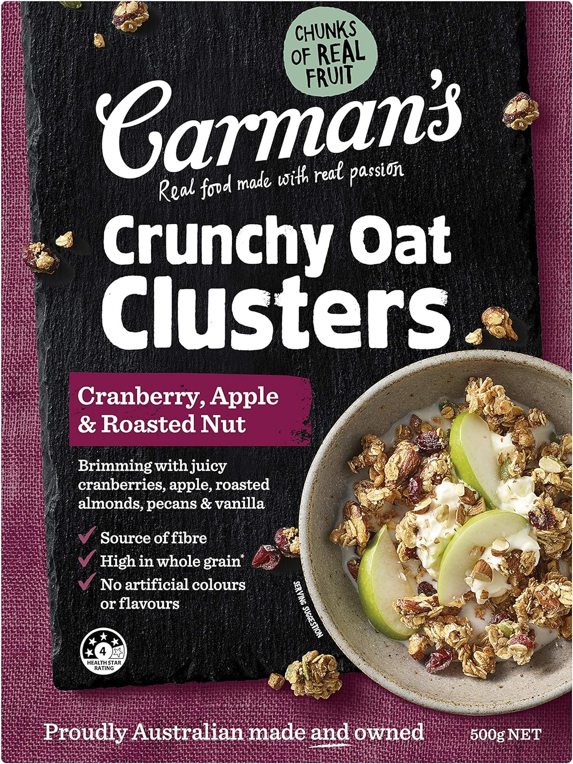 Carman'S Crunchy Clusters Cranberry, Apple & Roasted Nut, 500 G, Cranberry, Apple and Roasted Nut image number 1