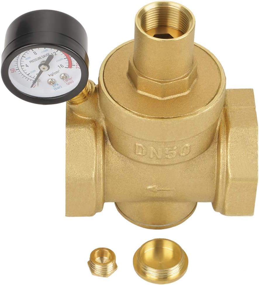 Tyenaza DN50 Water Pressure Regulator Valve, Adjustable Water Pressure Reducer with Gauge Meter for RV, and Inlet Screened Filter image number 5
