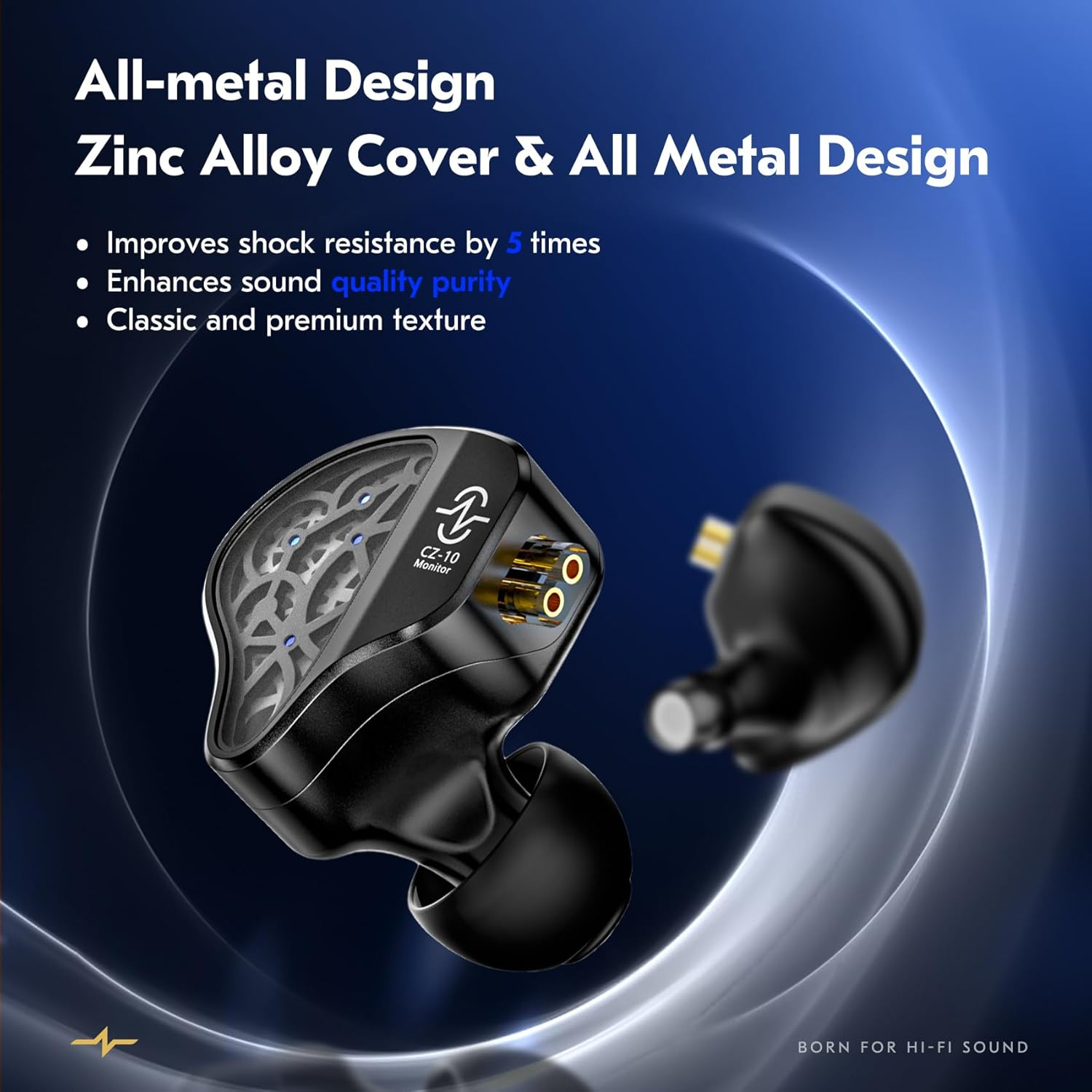 KINBOOFI CCZ CZ10 Iems with Microphone, 4BA + 1DD In-Ear Monitor, Hifi Earphones with 10Mm Dual Magnetic PET Driver, Gaming Headphones with Detachable 2 Pin Cable image number 2