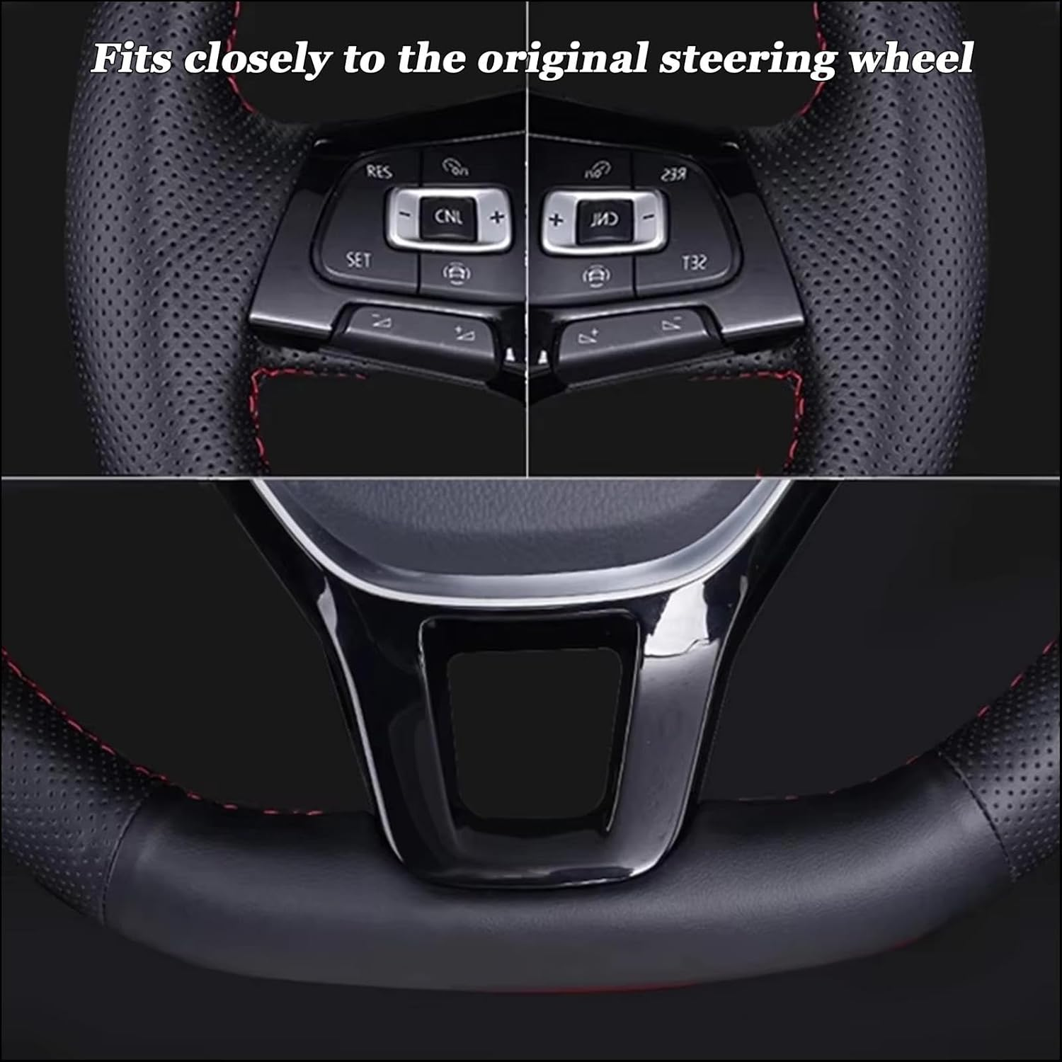 Fit for Toyota Land Cruiser Prado 250 2023 2024 2025, Hand Stitch Steering Wheel Cover, Black Leather Steering Wheel Cover