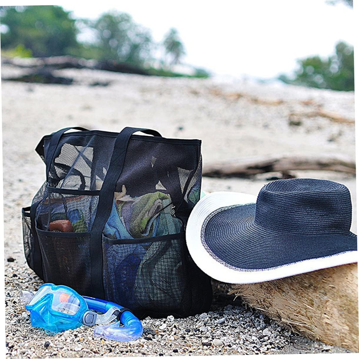 BESPORTBLE Mesh Bag for Travel Beach Toiletry Bag Handles Large Storage Pouch for Toys Laundry and Beach Gear image number 2