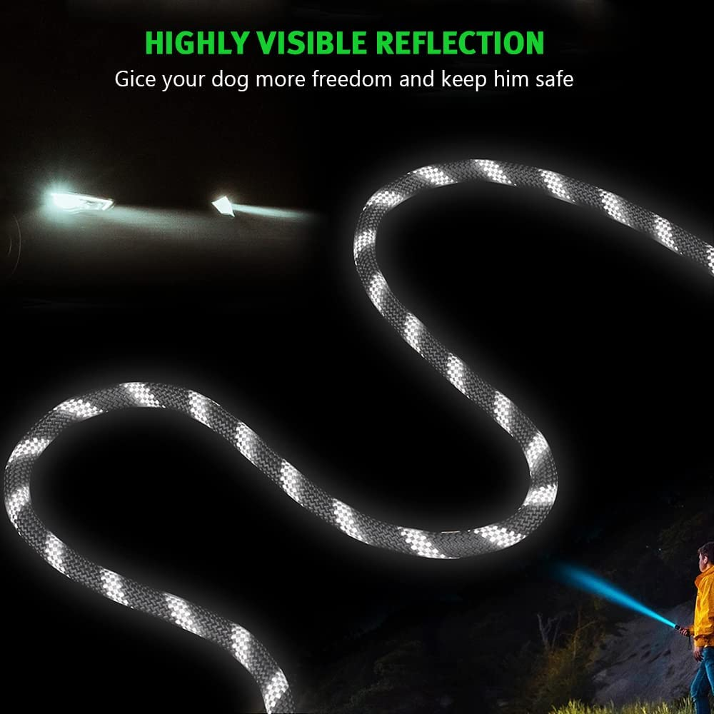 Hands Free Dog Leash Waist & Crossbody Rope with Slip Lead Durable for 2 Dogs Nylon Reflective Heavy Duty Hiking Bungee Leash for Small Large Dogs (Black)