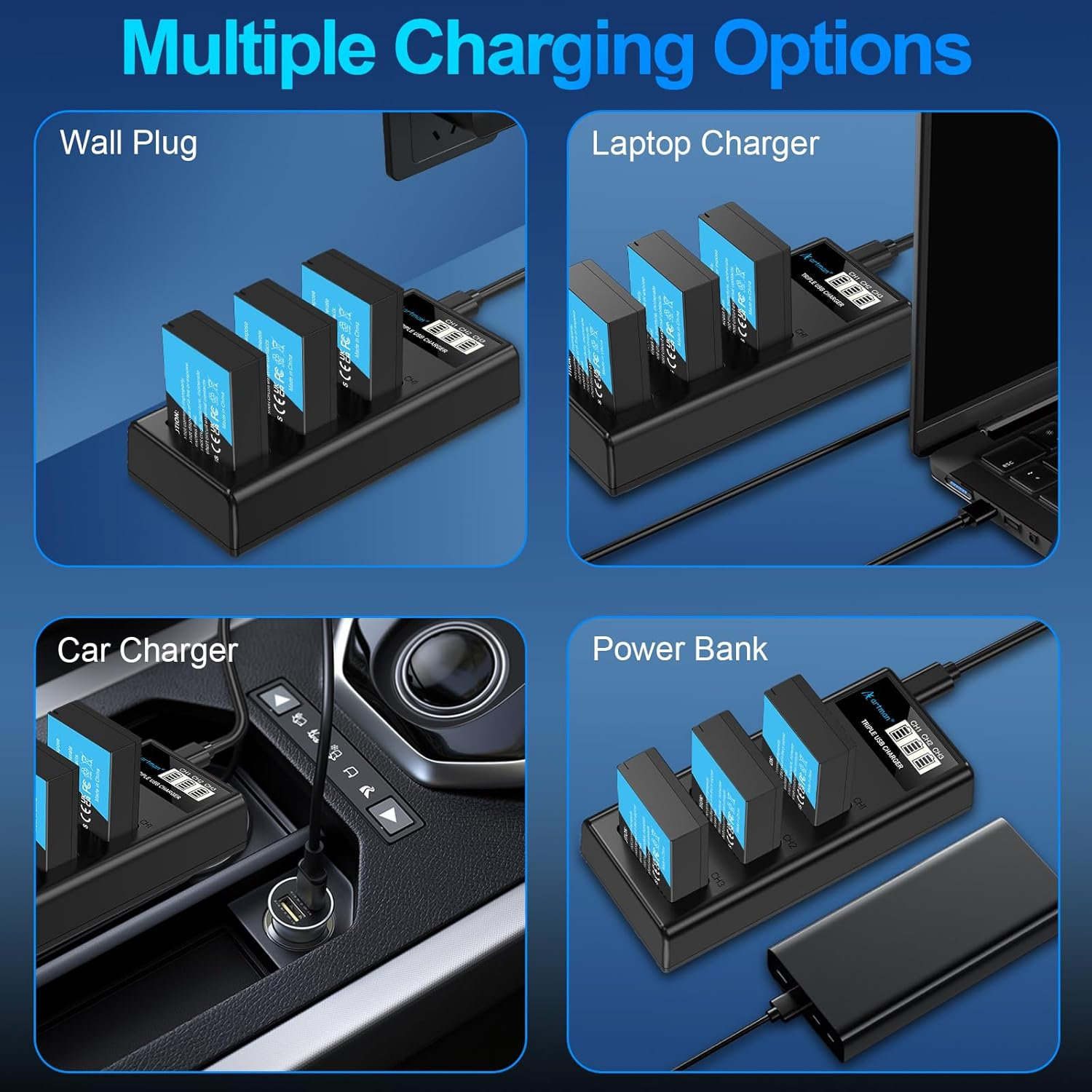 Artman LP-E17 Battery 3-Pack 1300Mah and 3-Channel LCD Charger Pack for Canon EOS RP R10 R8 R50 Rebel T6I T7I T8I T6S SL2 SL3 EOS M3 M5 M6 200D 77D 750D 760D 800D 8000D KISS X8I Camera image number 4