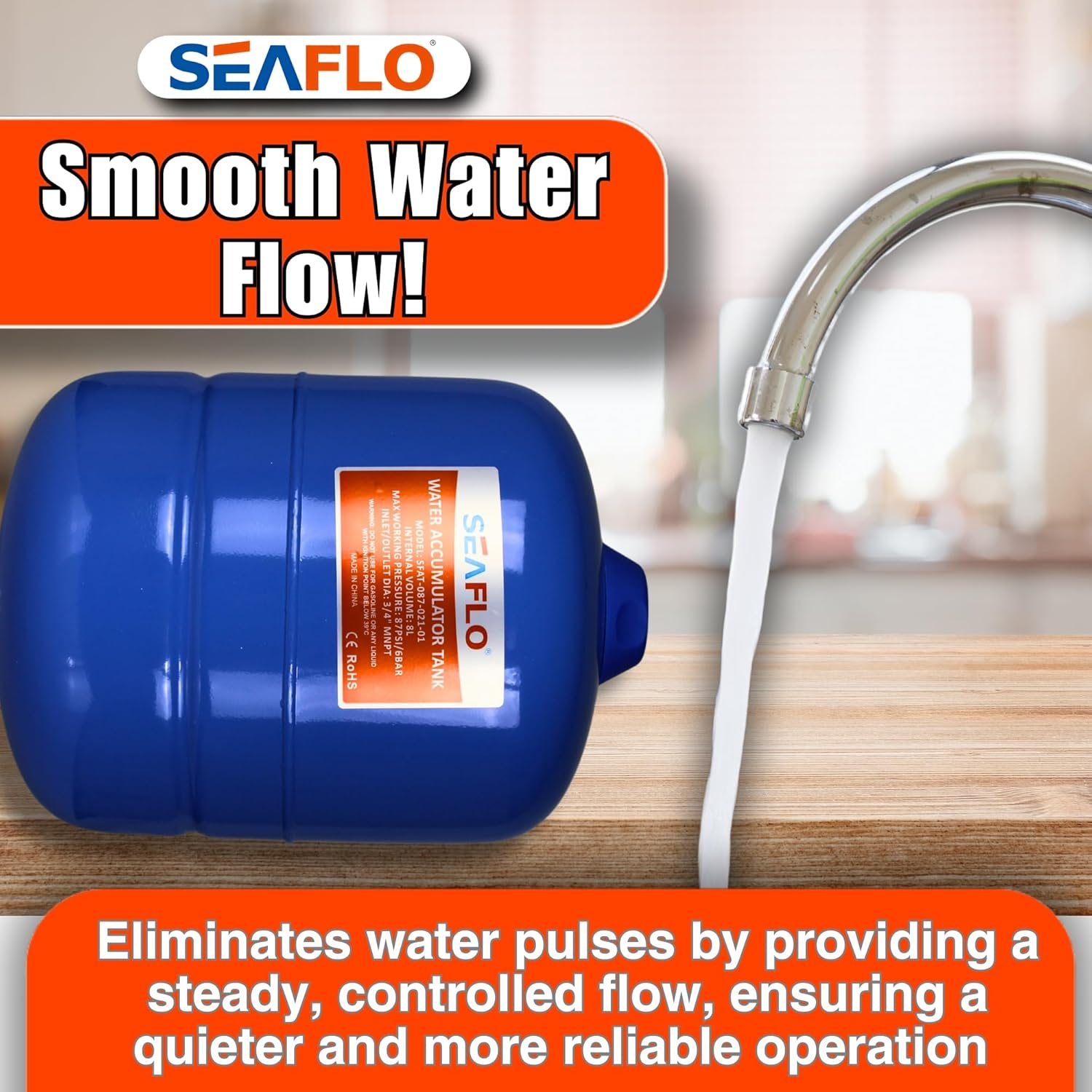 SEAFLO Pre-Pressurized Accumulator Tank (2 Gallon) image number 5