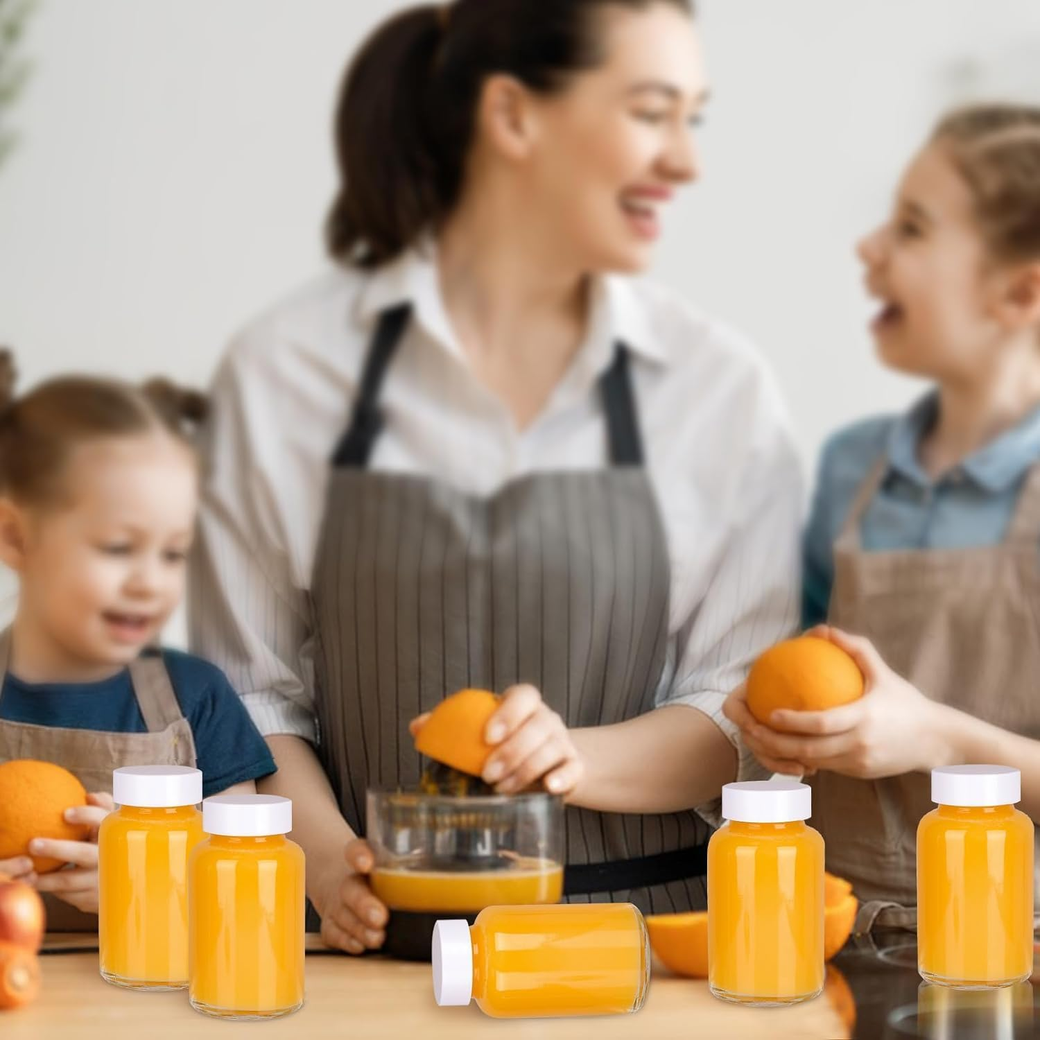 ALINK 12 Pack,2Oz Glass Jars with Lids - Glass Shot Bottles Set for Liquids, Juicing, Ginger Shot, Sample - Small Containers with Screw Caps - Clear Mini round Bottles - Leakproof/Wide Mouth image number 6