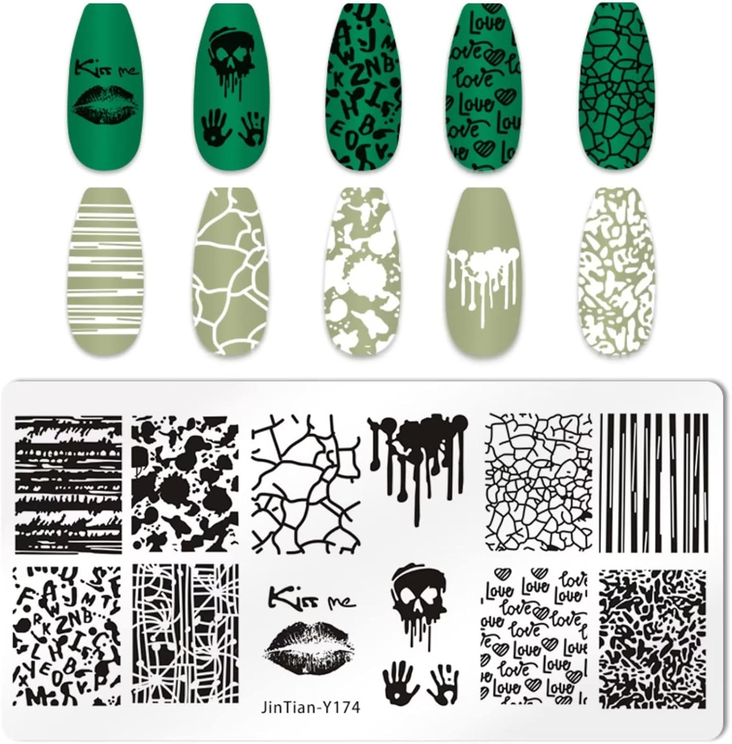 RUNRAYAY Halloween Nail Stamp Plate, Scare Theme Nails Art Stamping Stencils, Nail Plate Template Image Stainless Steel Nail Art Tools Series image number 2