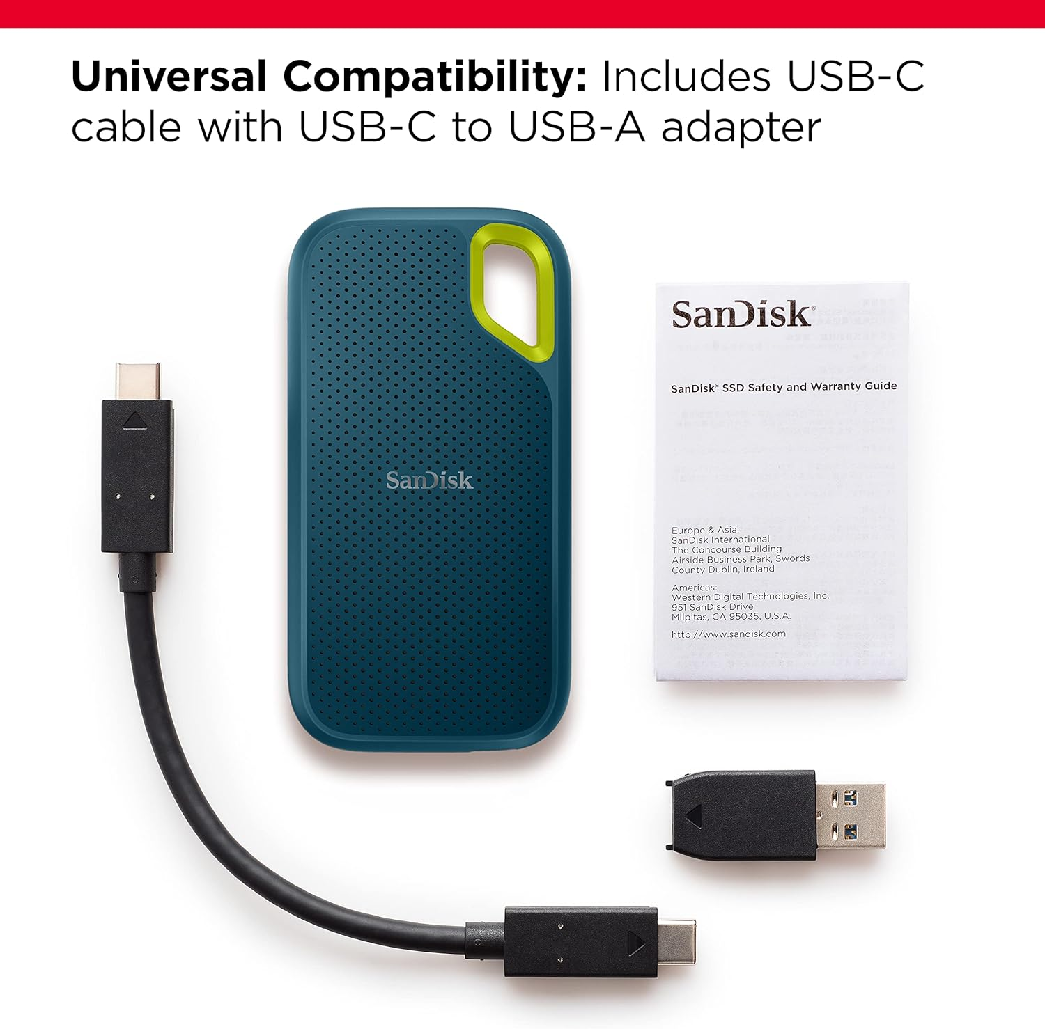Sandisk 4TB Extreme Portable SSD - up to 1050Mb/S - USB-C, USB 3.2 Gen 2 - External Solid State Drive - SDSSDE61-4T00-G25M image number 5