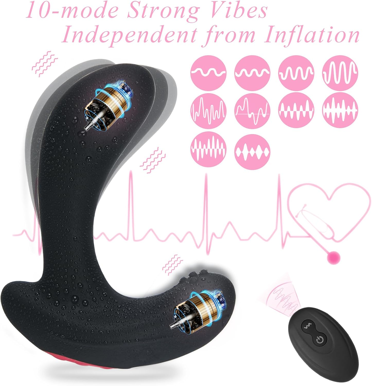 Automatic Inflatable Anal Plug Prostate Massager Vibrating, Butt Plug Sex Toy with 10 Vibration Mode, Woman G-Spot Stimulator with Remote Control, Anal Dilator Training Sex Toys for LGBT Pleasure image number 3