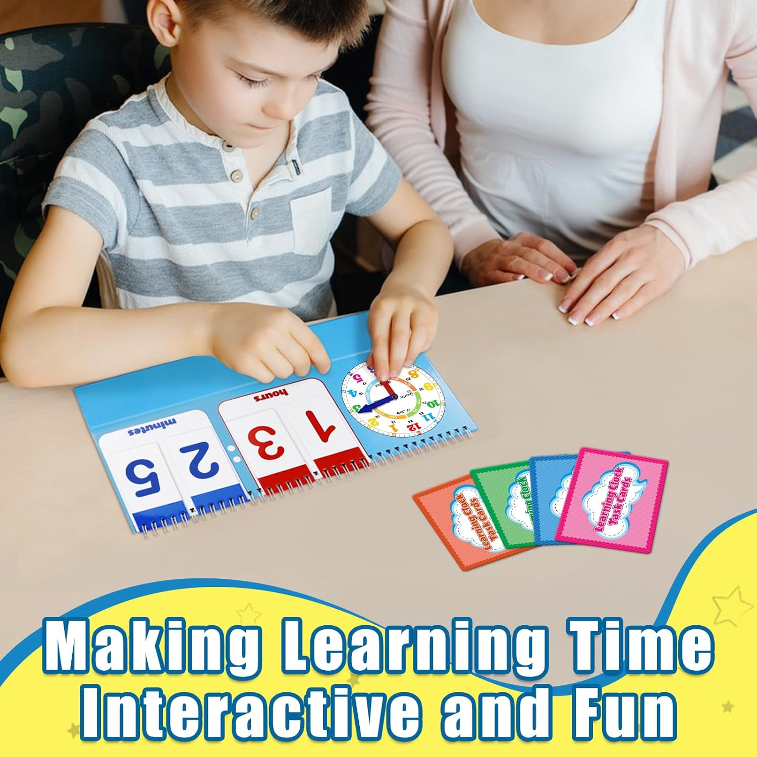 Torlam Learning Clock Flip Chart Colorful Analog & Digital Telling Time Teaching Clock for Kids, Math Manipulatives 1St 2Nd Grade Homeschool Supplies Kindergarten Preschool Learning Activities Games image number 2