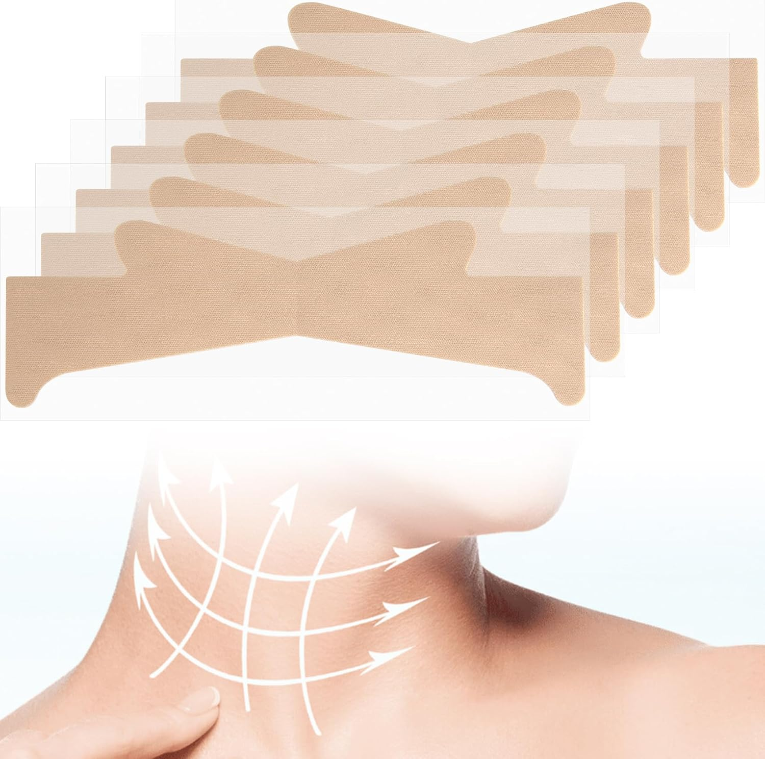 Alpinleux 20 Pcs Instant Neck Lift Tape, Neck Tape Lifting Invisible, Breathable Neck Tape, Self-Adhesive Neck Lift Tape Invisible behind Neck (Skin Color) image number 4