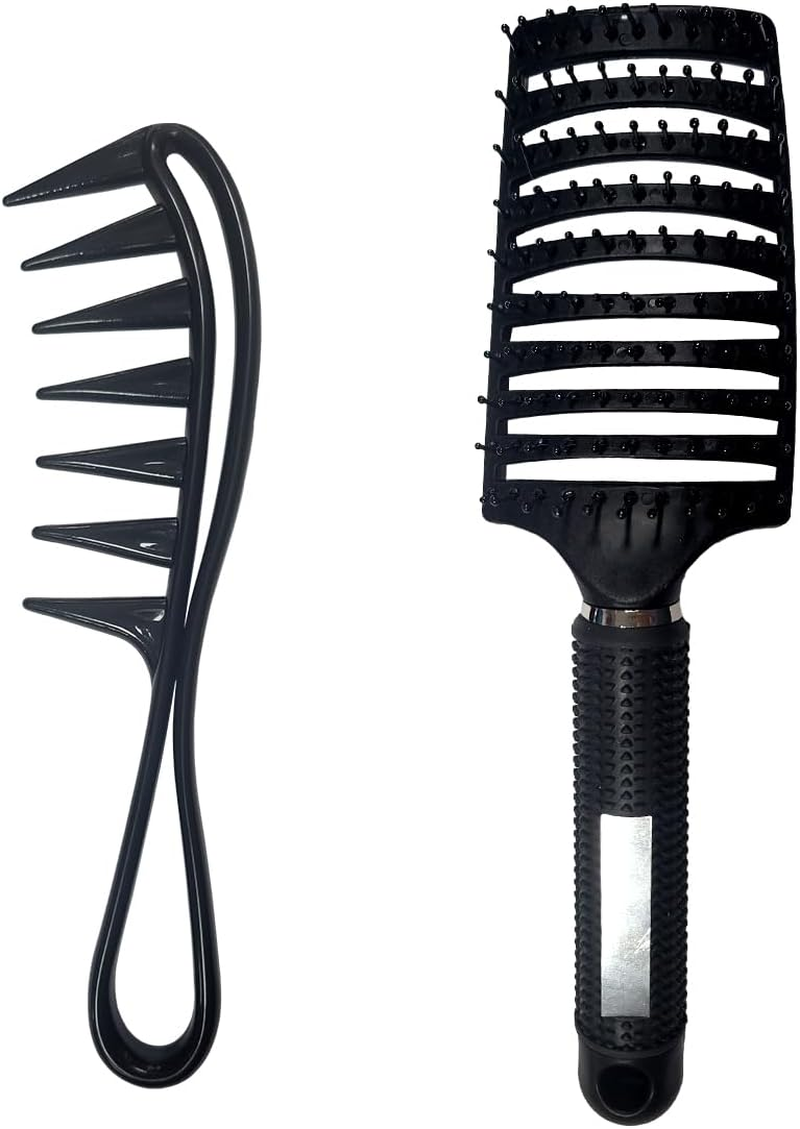 Ruayia Tooth Combs + Shark Tooth Comb Women, Wide Tooth Comb Kit for Men, Hair Styling Salon, Highlight Comb, Wide Tooth Comb, Curling Brush, Curling Comb, Coarse Teeth Comb - Black image number 4