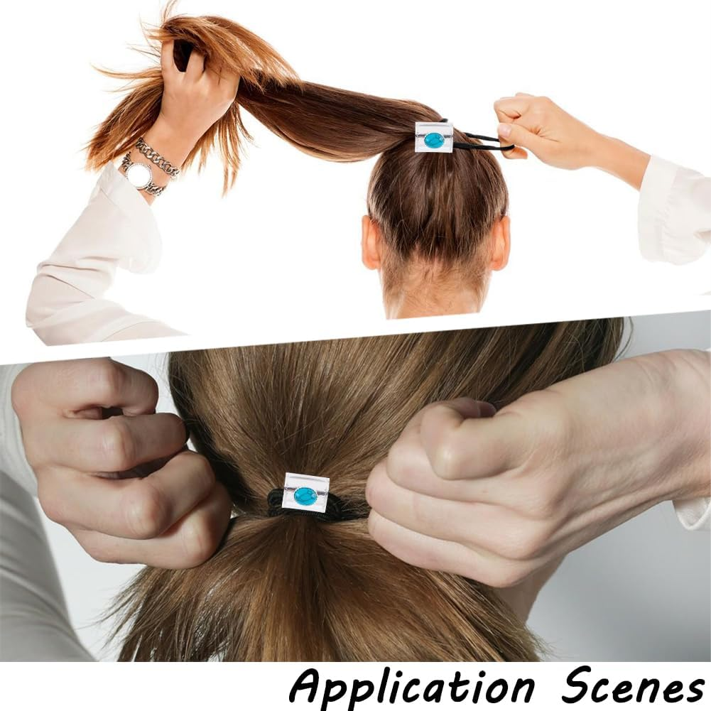CABODYALS Pack of 3 Boho Western Style Decorative Ponytail Holders Made of Metal Vintage Turquoise Hair Bobbles Bracelet Cowgirl Hair Bands Rope with Box for Women Outfit Dress Party Accessories image number 1