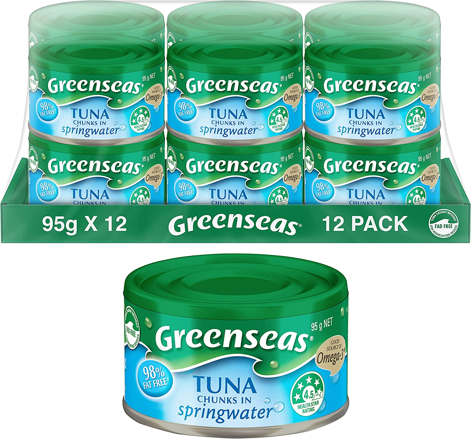 Greenseas Tuna Chunks in Springwater Canned Fish Canned Tuna 95G (Pack of 12) image number 3