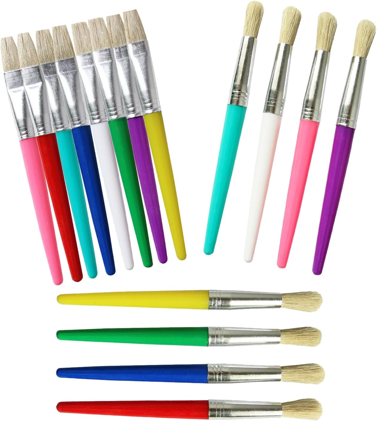 Xinghonyac 16 Pcs Paint Brushes for Kids, round and Flat Preschool Brushes for Washable and Acrylic Paint image number 6