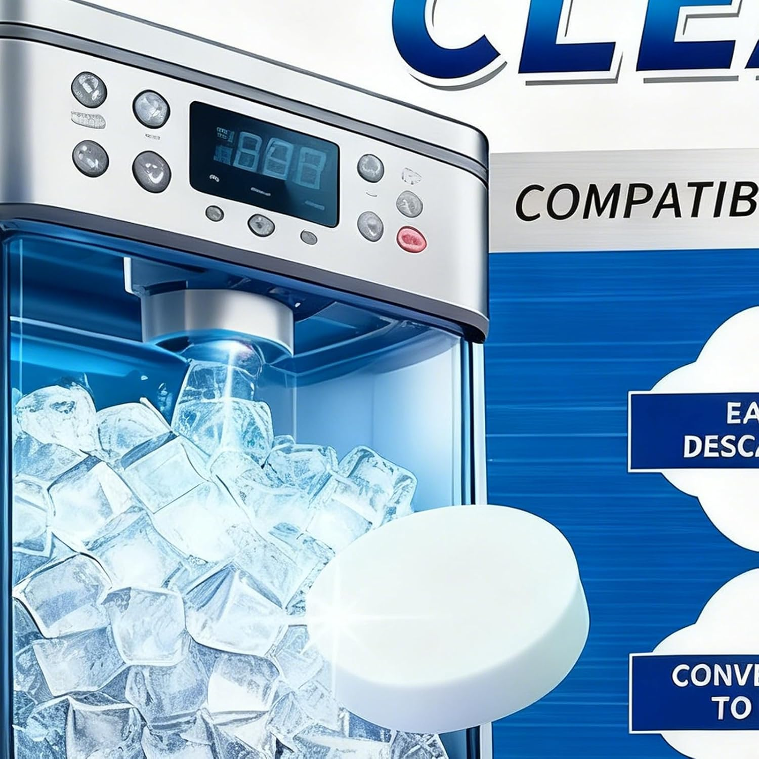 12 Pieces Ice Maker Cleaner Tablets, Ice Machine Cleaner, Coffee Machine Descaler, Tablets Descaling for Cleaning Appliance Home Cooler Remove Odor,For Dining Room Kitchen Household Commercial image number 6