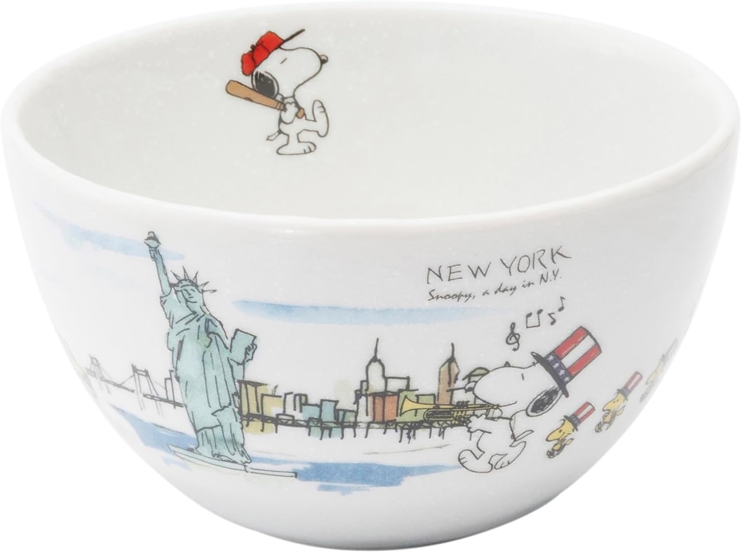 Peanuts 886348 Snoopy World Travel New York Small Bowl, Salad Bowl, Plate, Diameter Approx. 5.1 X Height Approx. 2.8 Inches (13 X 7 Cm), Microwave and Dishwasher Safe, Made in Japan image number 3