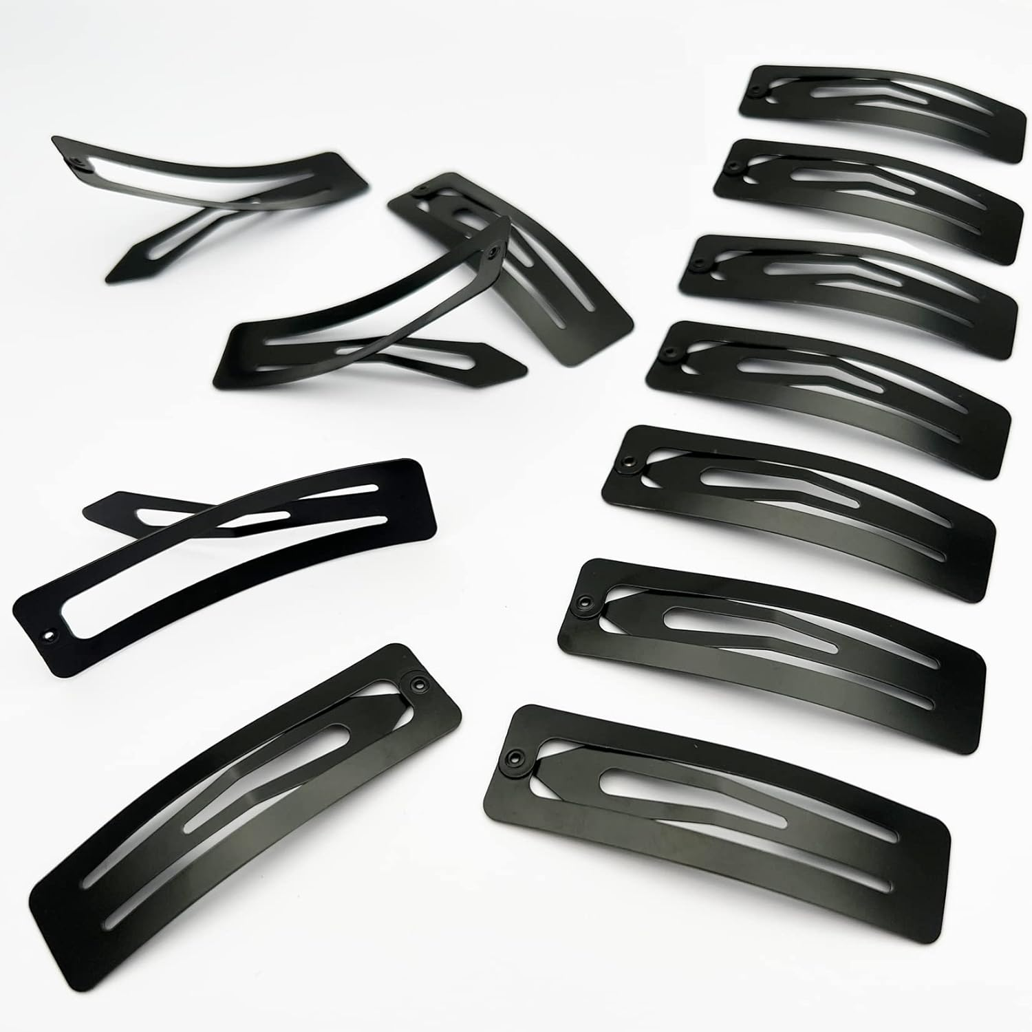 Snap Hair Clips 10PCS 7Cm Metal Hair Clips Large Rectangle Hair Barrettes Non-Slip Snap Hair Slides Hairdressing Hair Accessories for Women Girls, Black image number 4