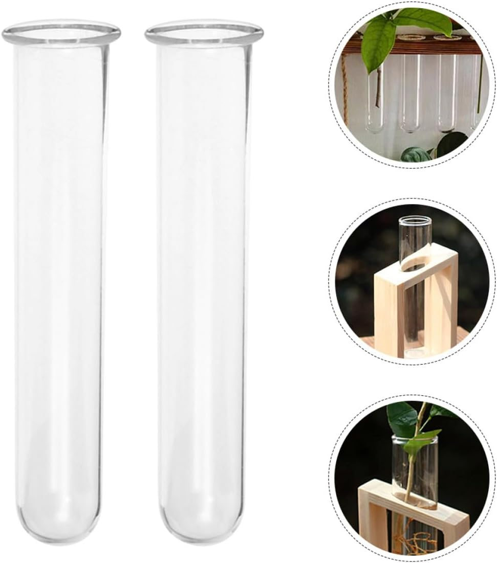 NULYLU 4Pcs Glass Hydroponic Plant Tubes Vase Set, Small Test Tube Planters with round and Flat Bottoms, Suitable for Home and Office Terrarium Gardening image number 5