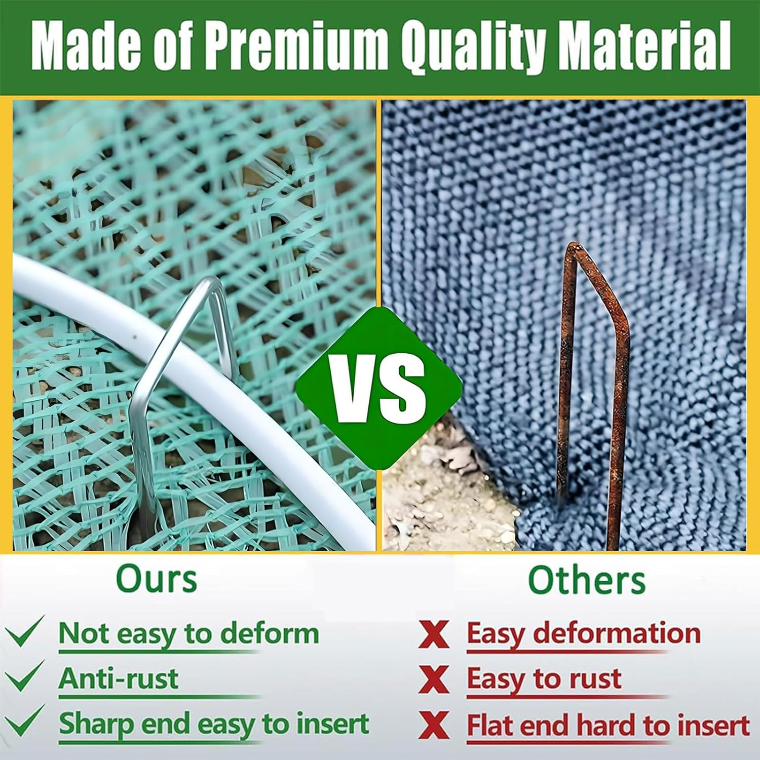 MYTOAU 100 PCS Landscape Staples Garden Stakes,U Shaped Galvanized Pins 4 Inch Heavy Duty Galvanized Garden Staple Tent Pegs for Fences,Lawns,Weed Barriers,Landscape Fabrics,Netting, Irrigation Hose image number 2