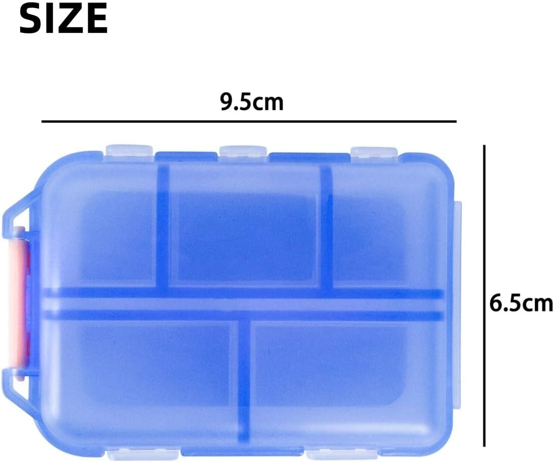 2 Portable Pill Box Organisers, 10 Compartments for Different Medications, Can Be Used for Pills/Capsules/Vitamins/Fish Oil/Accessories Etc,Blue image number 4