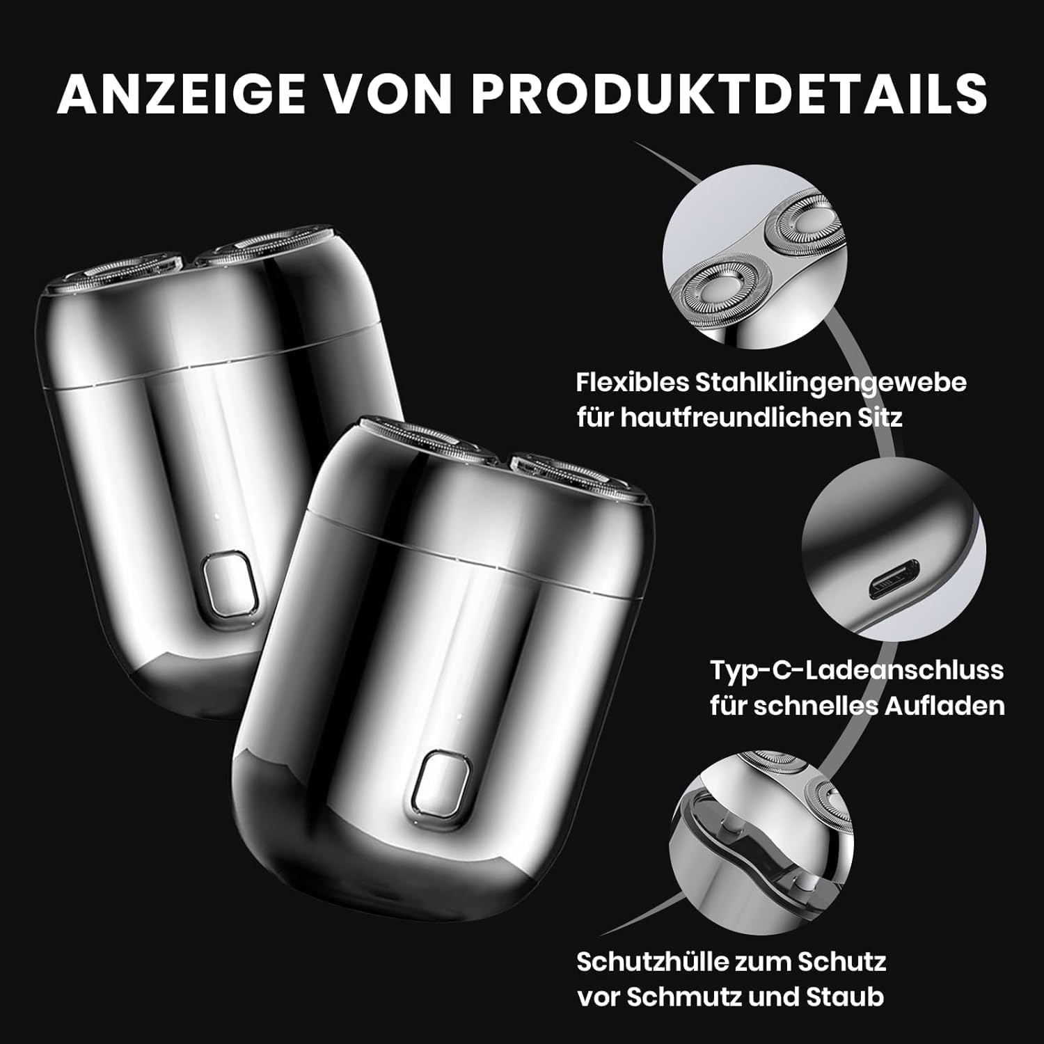 2025 Upgraded Waterproof Mini Electric Shaver for Men &ndash; Portable Cordless Travel Shaver with Deep Cleaning, Multi-Functional Trimmer & Gentle Grooming (Silver)