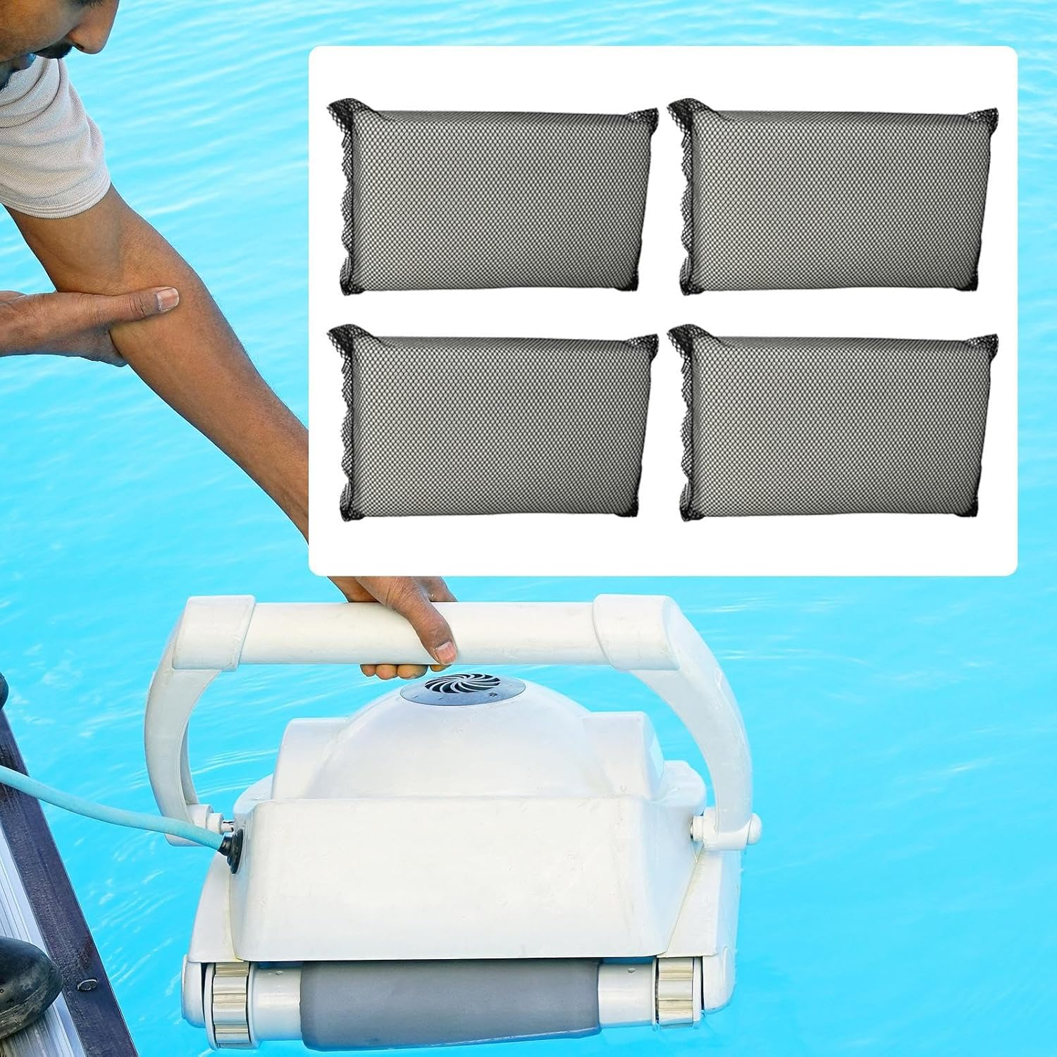 Pool Cleaner Filter Pad | 4-Pieces Pool Robot Cleaner Fine Filter Pads - Household Accessories, Replacement Parts to Remove Debris and Dust image number 4