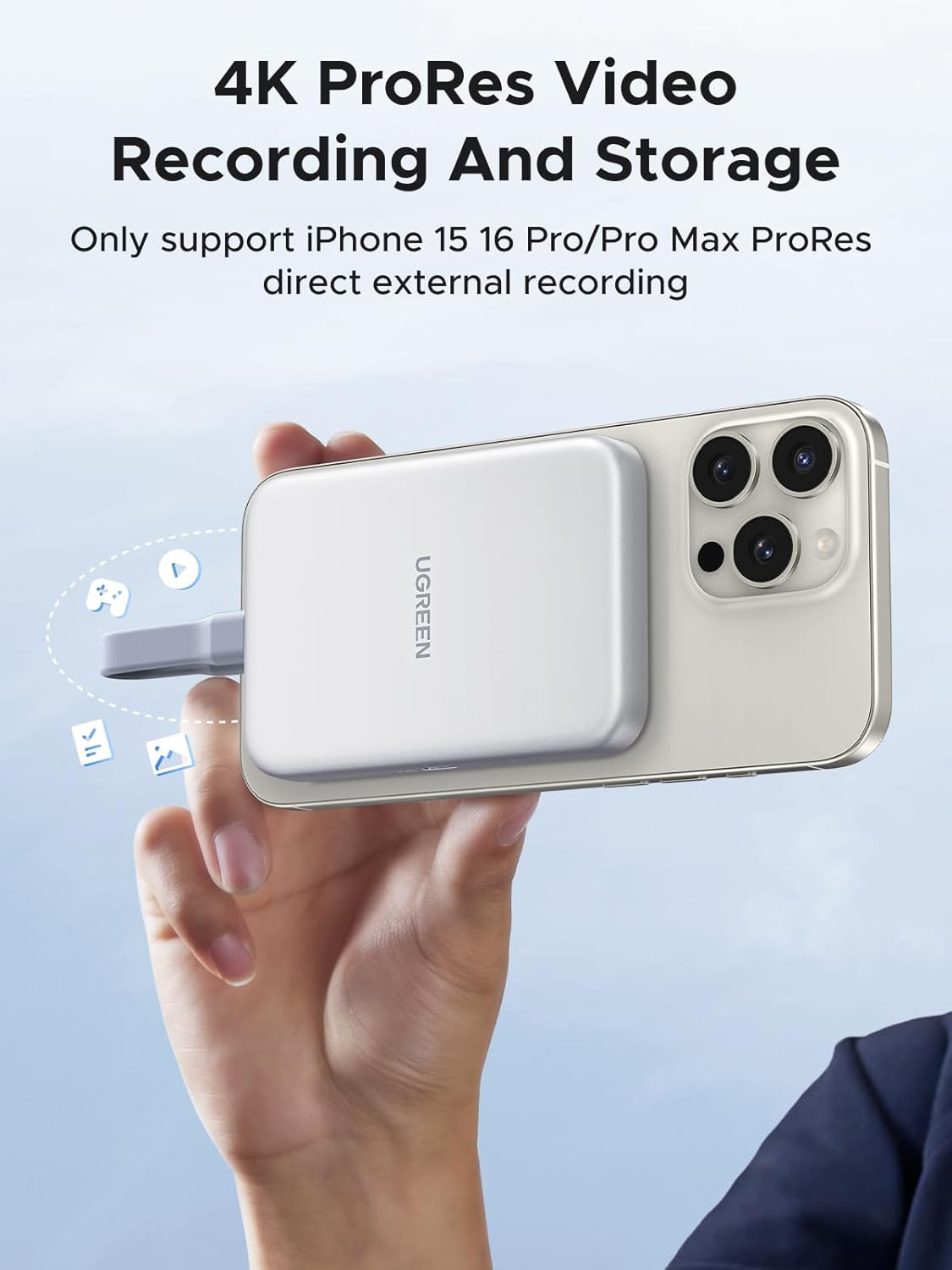 UGREEN Magnetic M.2 Nvme SSD Enclosure with Magsafe for Iphone 16 15 Pro Max, External SSD Case with PD100W 10Gbps USB C to NVME Adapter, Supports M and B&M Keys and Size 2230/2242 /2260/2280 Ssds image number 4