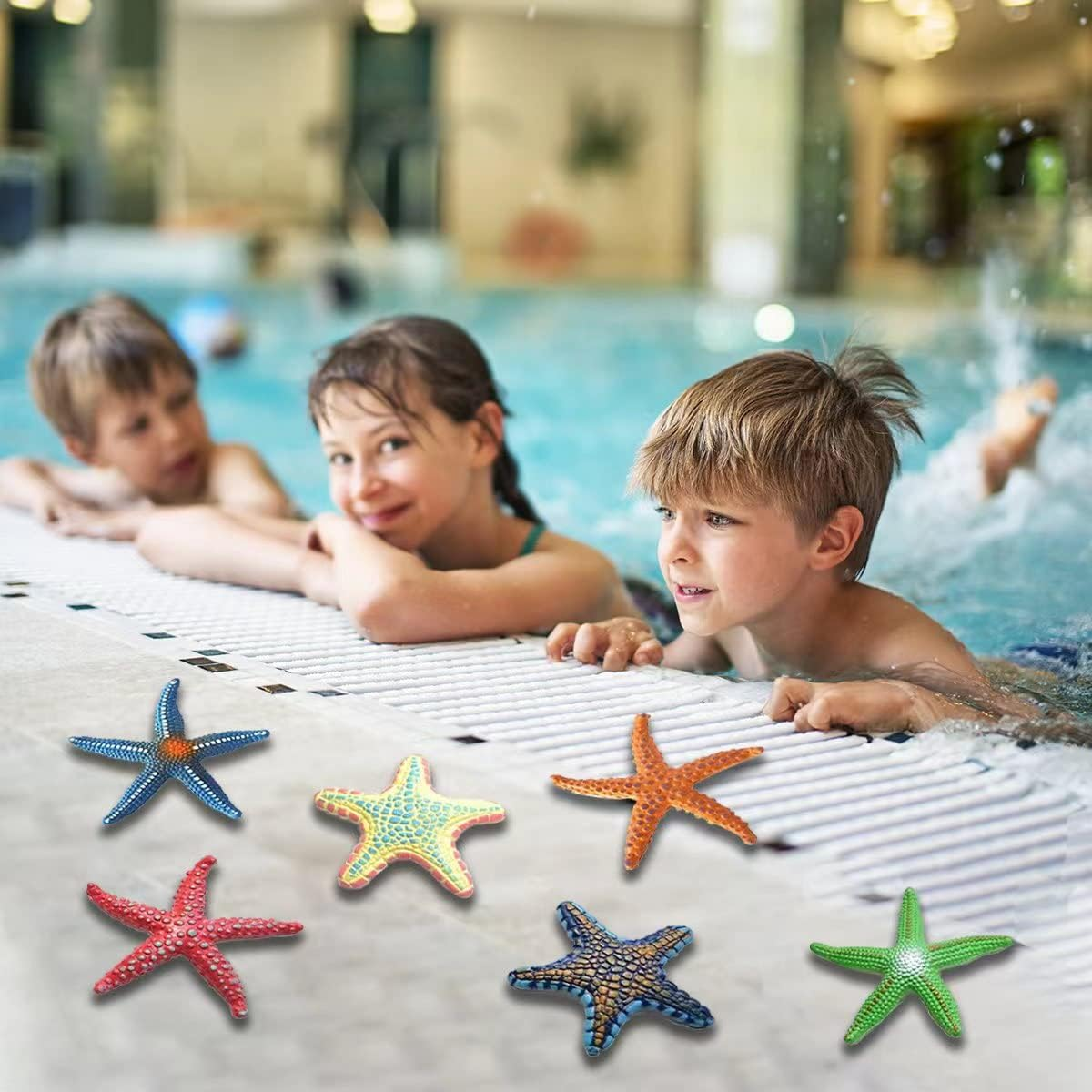Phedrew 8Pcs Big Diving Toys Colorful Starfish Toys Summer Swimming Pool Toys Set Soft Rubber Dive Throw Toy for Kids Underwater Swimming Toy for Pool image number 5