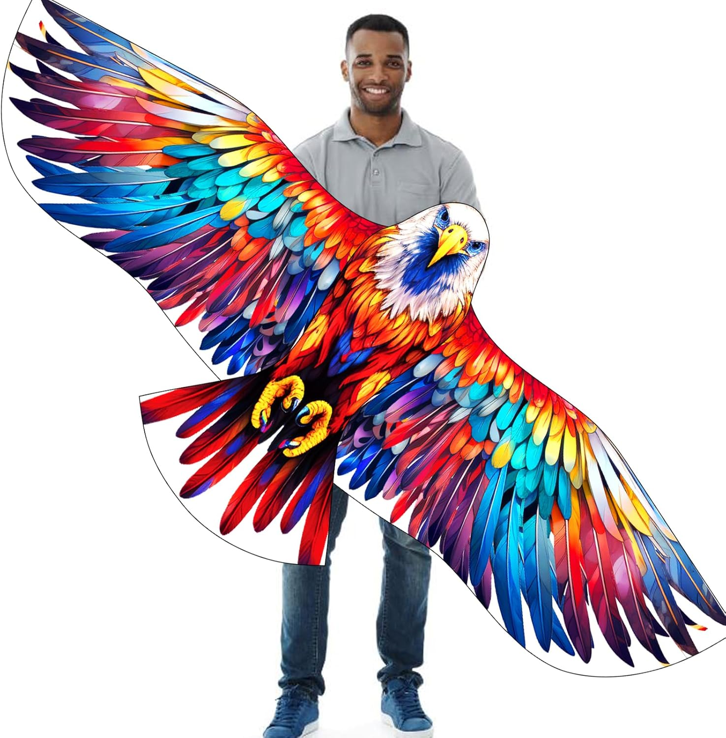 Touch the Sky Huge Eagle Bird Kite for Children & Adults, Easy to Assemble & Fly,Beach and Summer Outdoor Toy for Boys and Girls